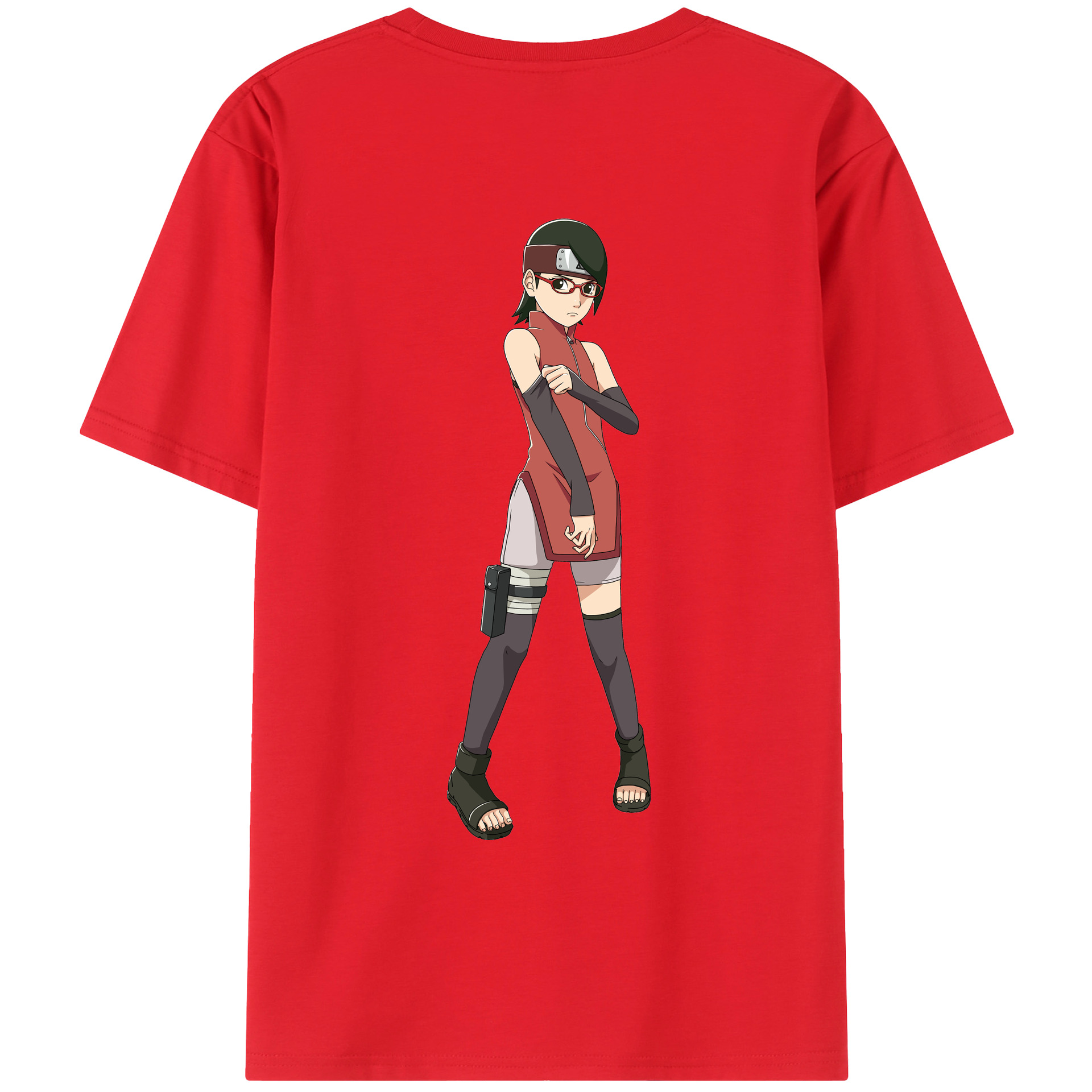 （画像用） NARUTO -ナルト- うちは サラダ Uchiha Sarada 綿100％ メンズ半袖Tシャツ（バックプリント） 通気性