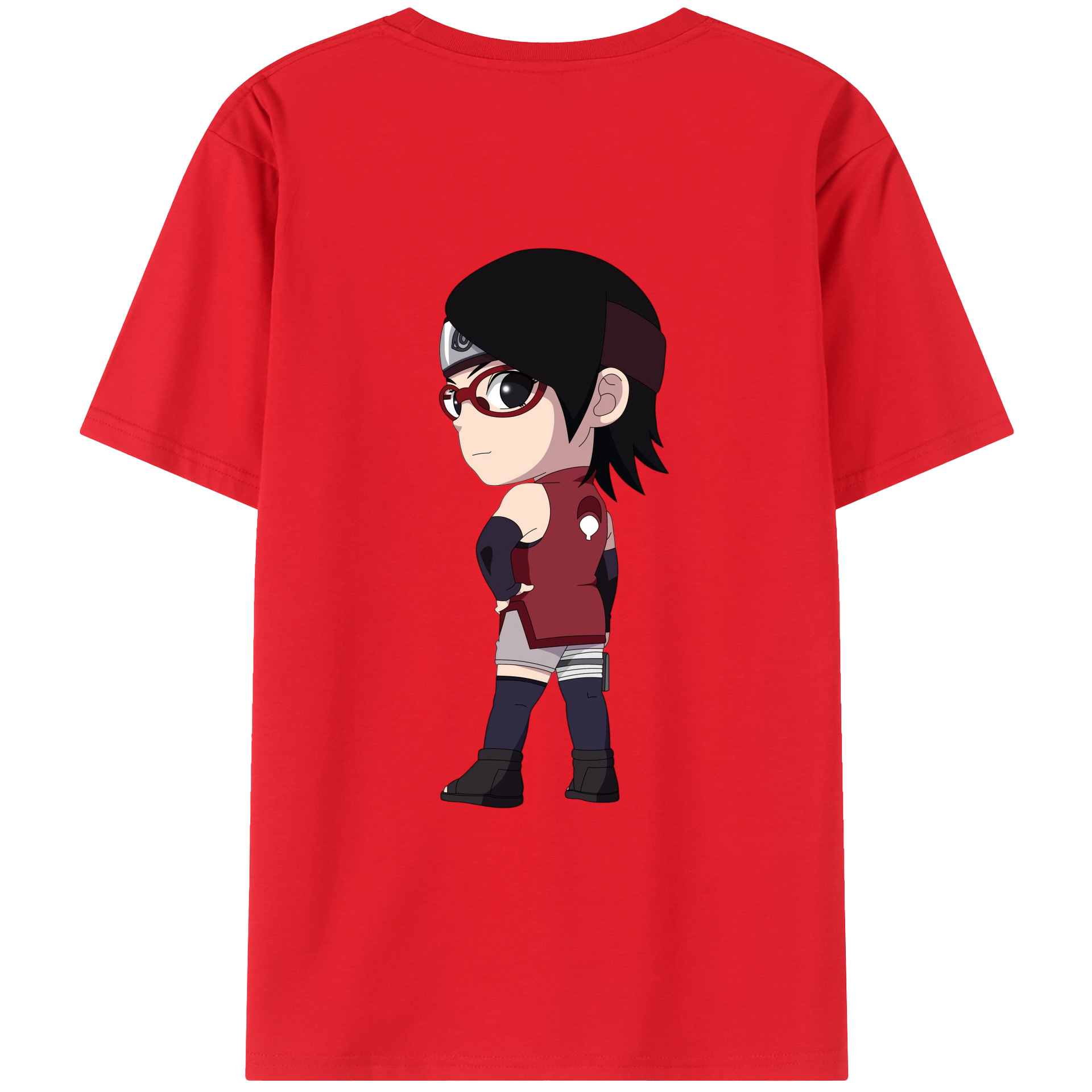 （画像用） NARUTO -ナルト- うちは サラダ Uchiha Sarada 綿100％ メンズ半袖Tシャツ（バックプリント） 通気性