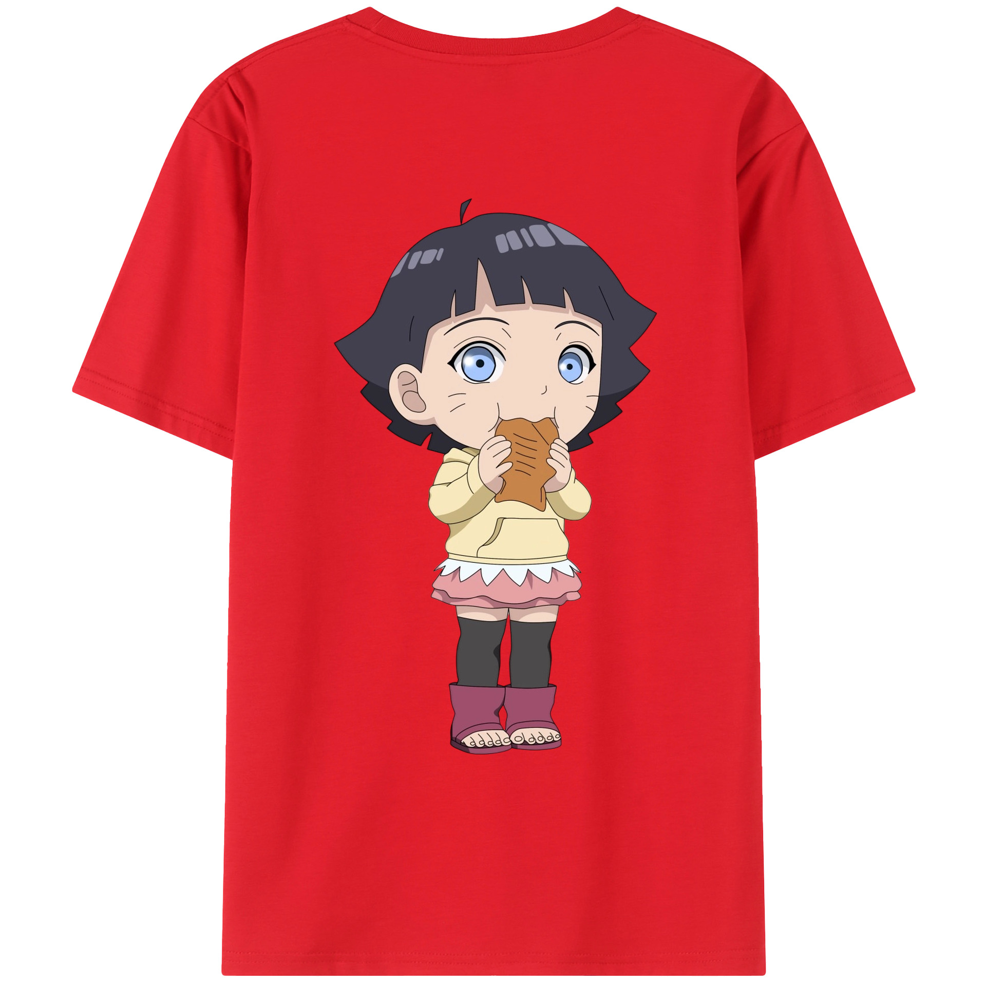 （画像用） NARUTO -ナルト- うずまき ヒマワリ Uzumaki Himawari 綿100％ メンズ半袖Tシャツ（バックプリント） 通気性