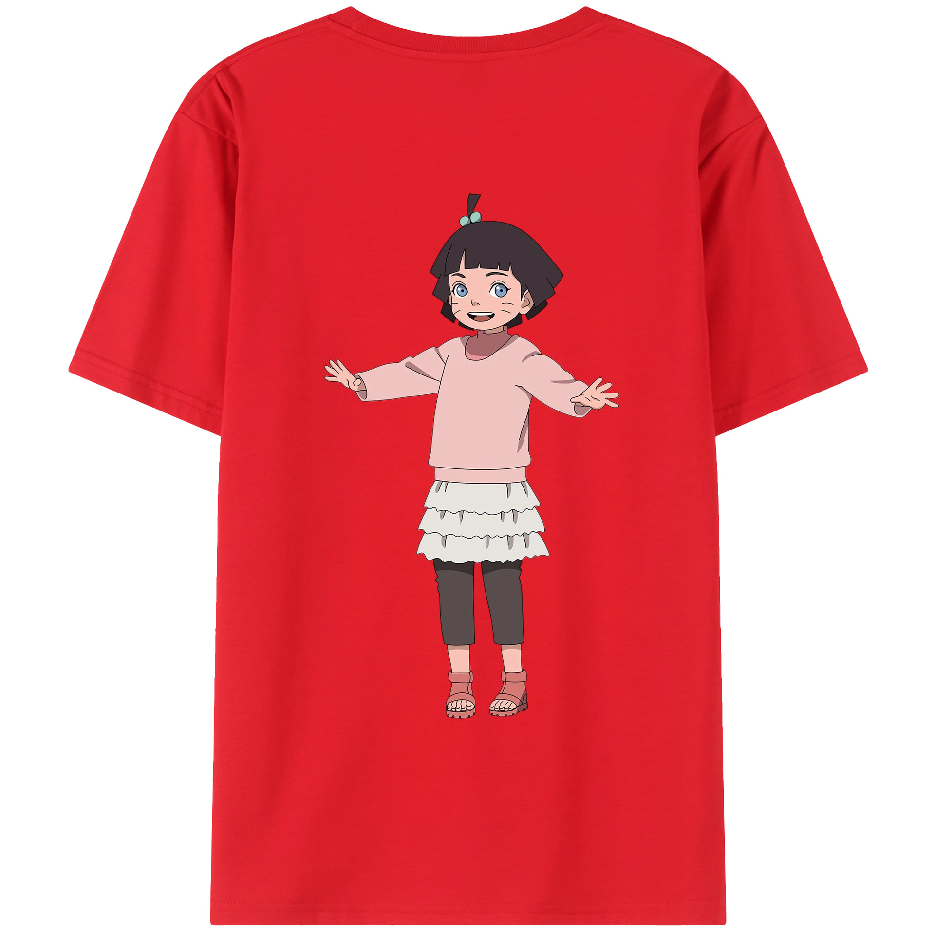（画像用） NARUTO -ナルト- うずまき ヒマワリ Uzumaki Himawari 綿100％ メンズ半袖Tシャツ（バックプリント） 通気性