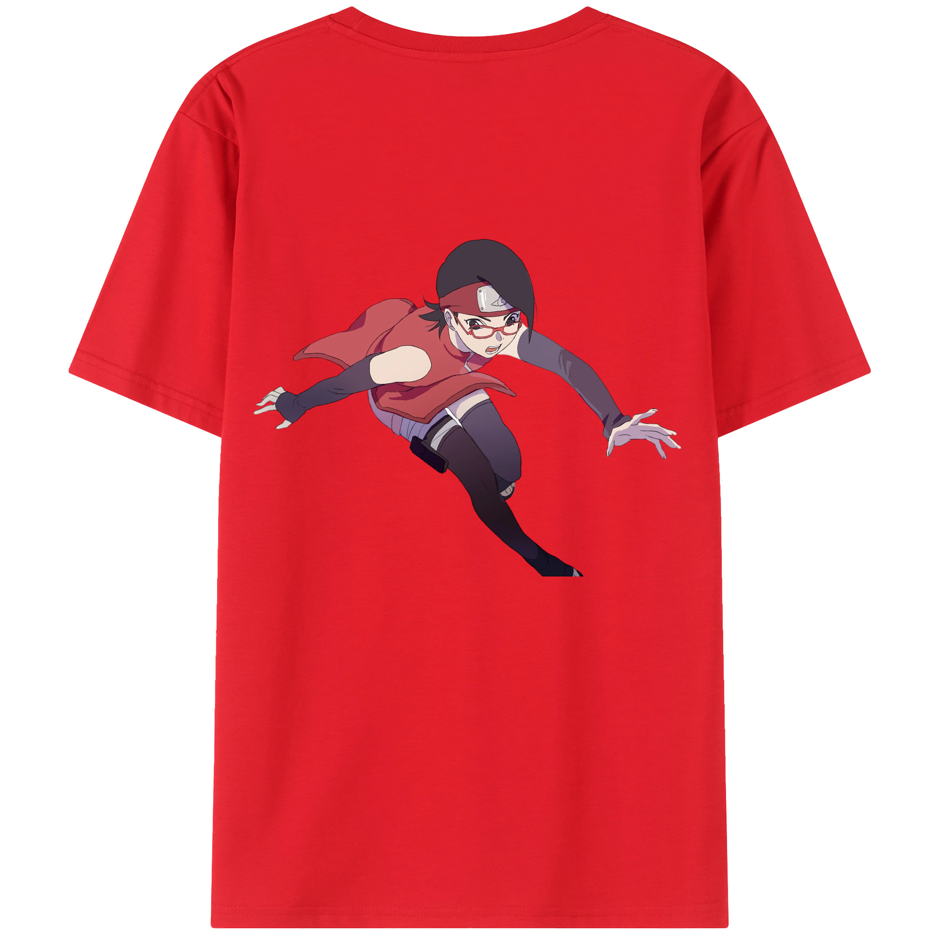 （画像用） NARUTO -ナルト- うちは サラダ Uchiha Sarada 綿100％ メンズ半袖Tシャツ（バックプリント） 通気性