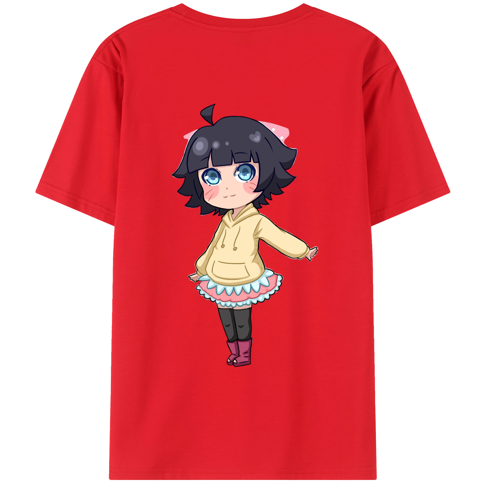 （画像用） NARUTO -ナルト- うずまき ヒマワリ Uzumaki Himawari 綿100％ メンズ半袖Tシャツ（バックプリント） 通気性