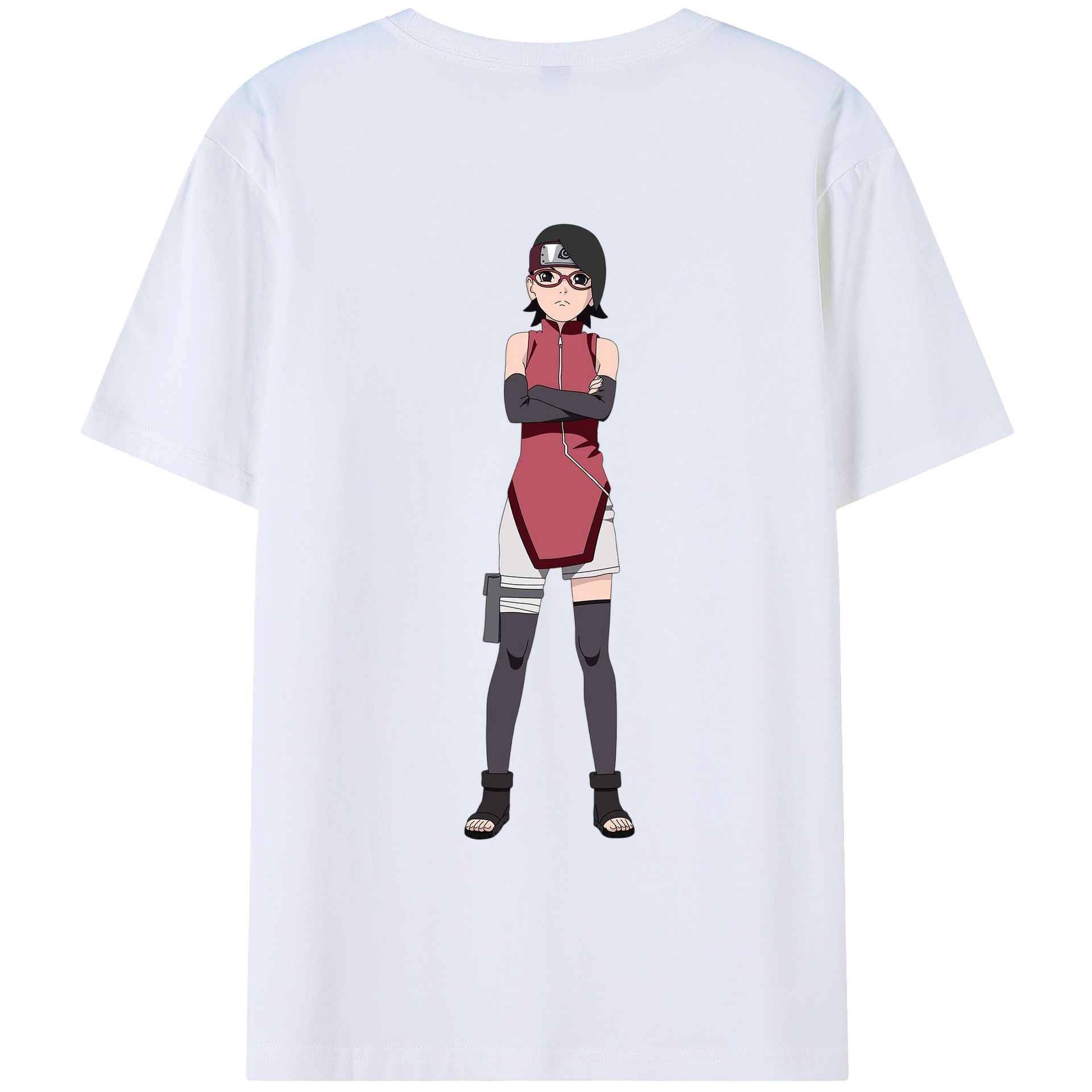 （画像用） NARUTO -ナルト- うちは サラダ Uchiha Sarada 綿100％ メンズ半袖Tシャツ（バックプリント） 通気性