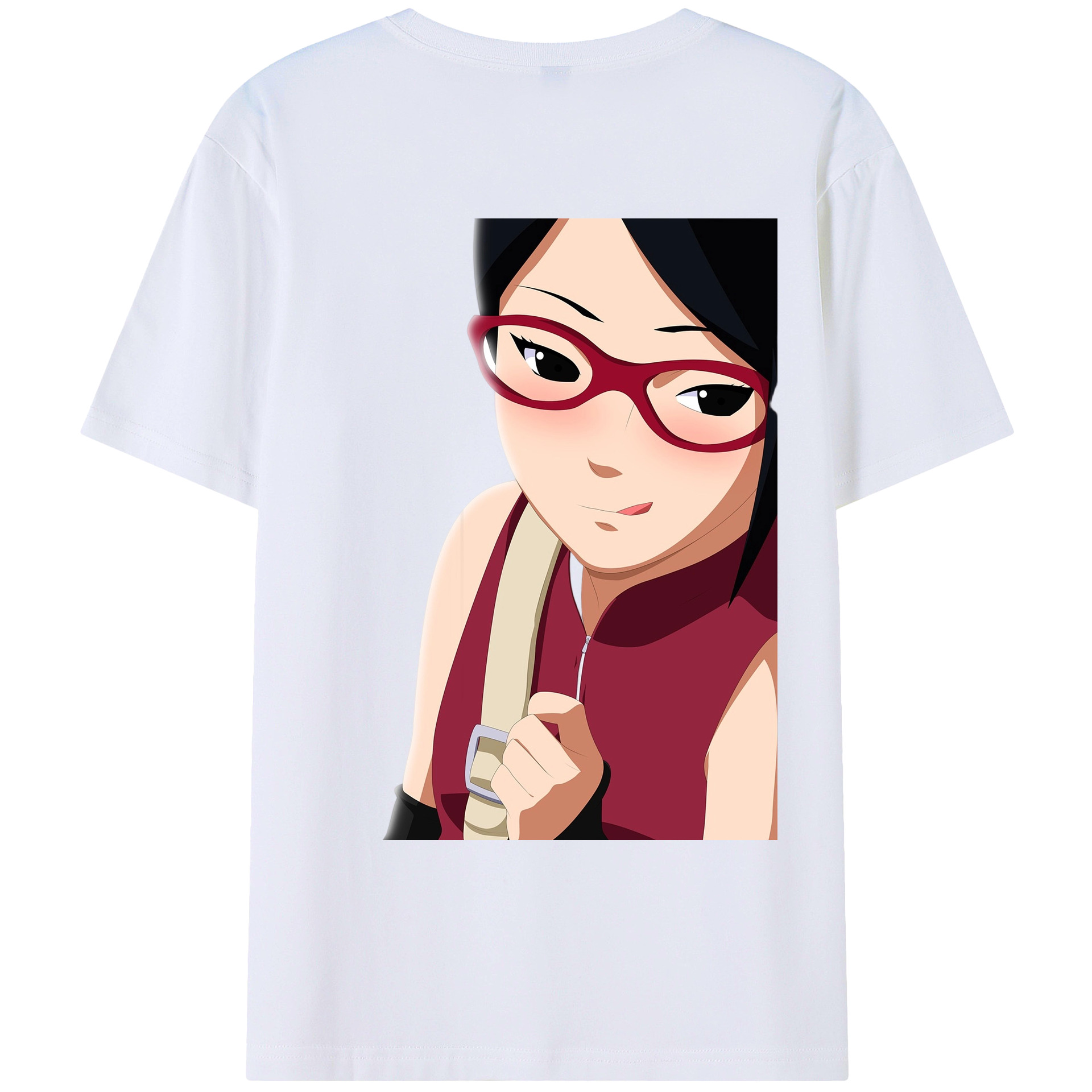 （画像用） NARUTO -ナルト- うちは サラダ Uchiha Sarada 綿100％ メンズ半袖Tシャツ（バックプリント） 通気性