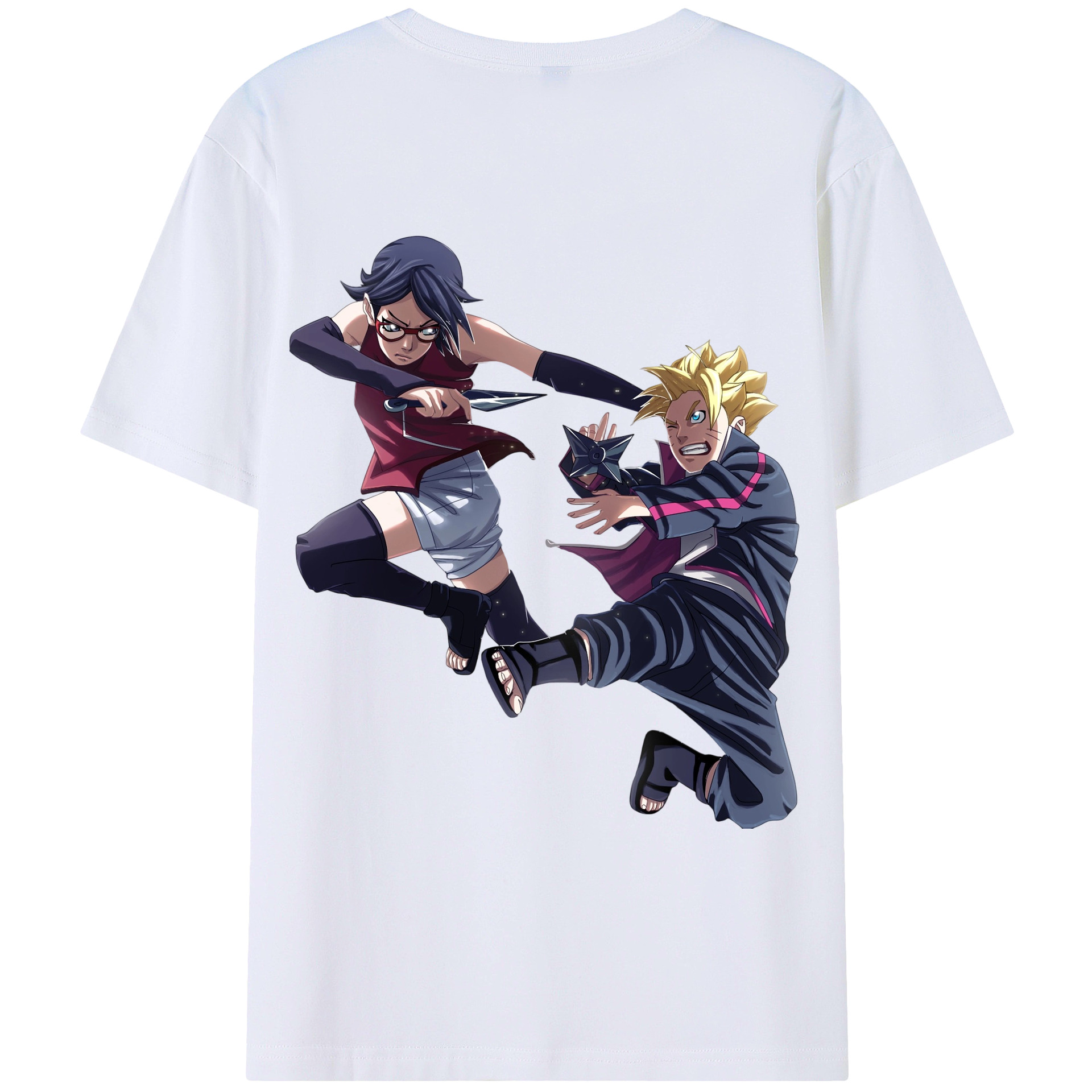 （画像用） NARUTO -ナルト- うちは サラダ Uchiha Sarada 綿100％ メンズ半袖Tシャツ（バックプリント） 通気性