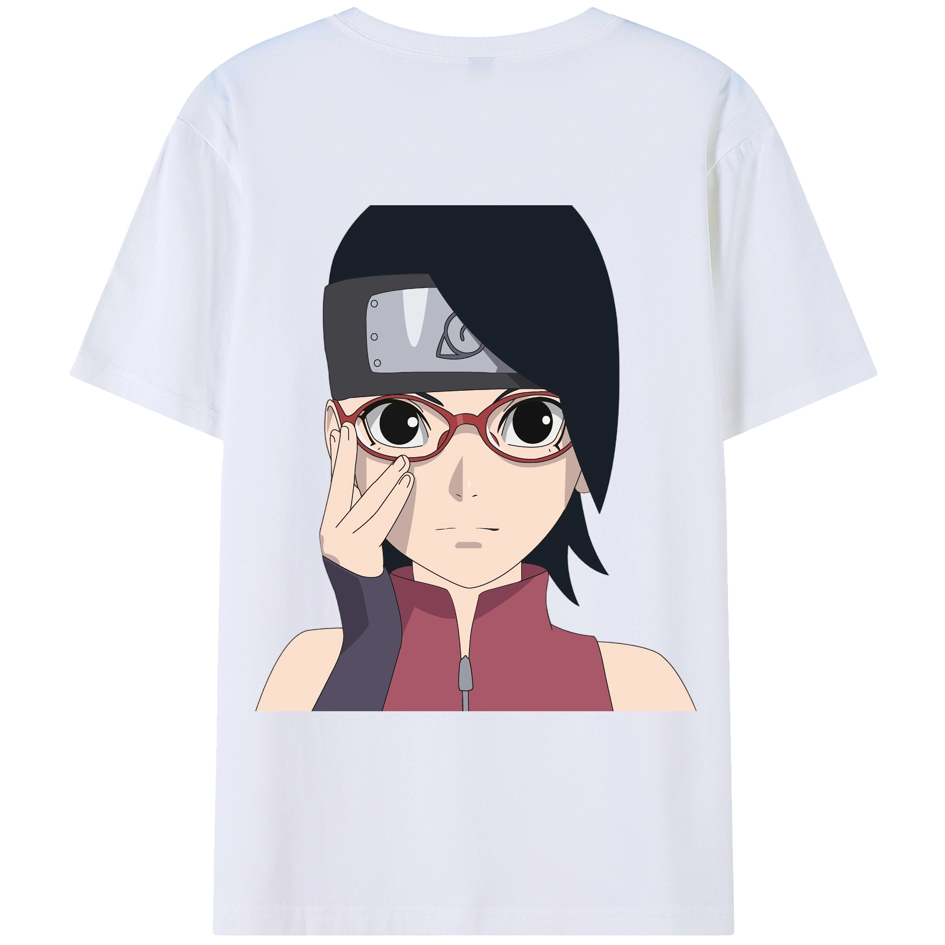 （画像用） NARUTO -ナルト- うちは サラダ Uchiha Sarada 綿100％ メンズ半袖Tシャツ（バックプリント） 通気性