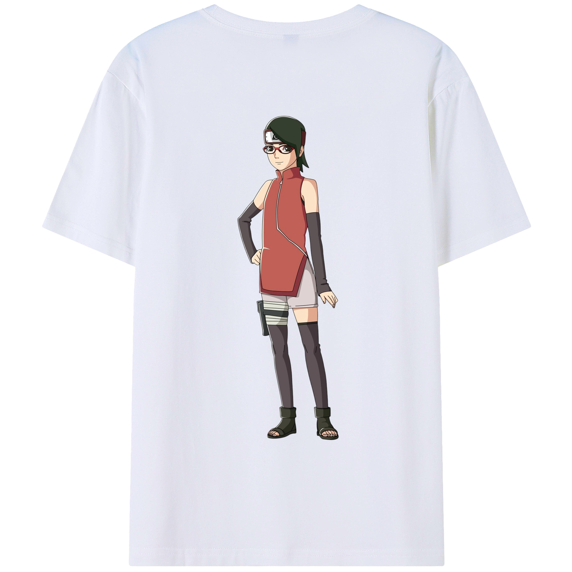 （画像用） NARUTO -ナルト- うちは サラダ Uchiha Sarada 綿100％ メンズ半袖Tシャツ（バックプリント） 通気性