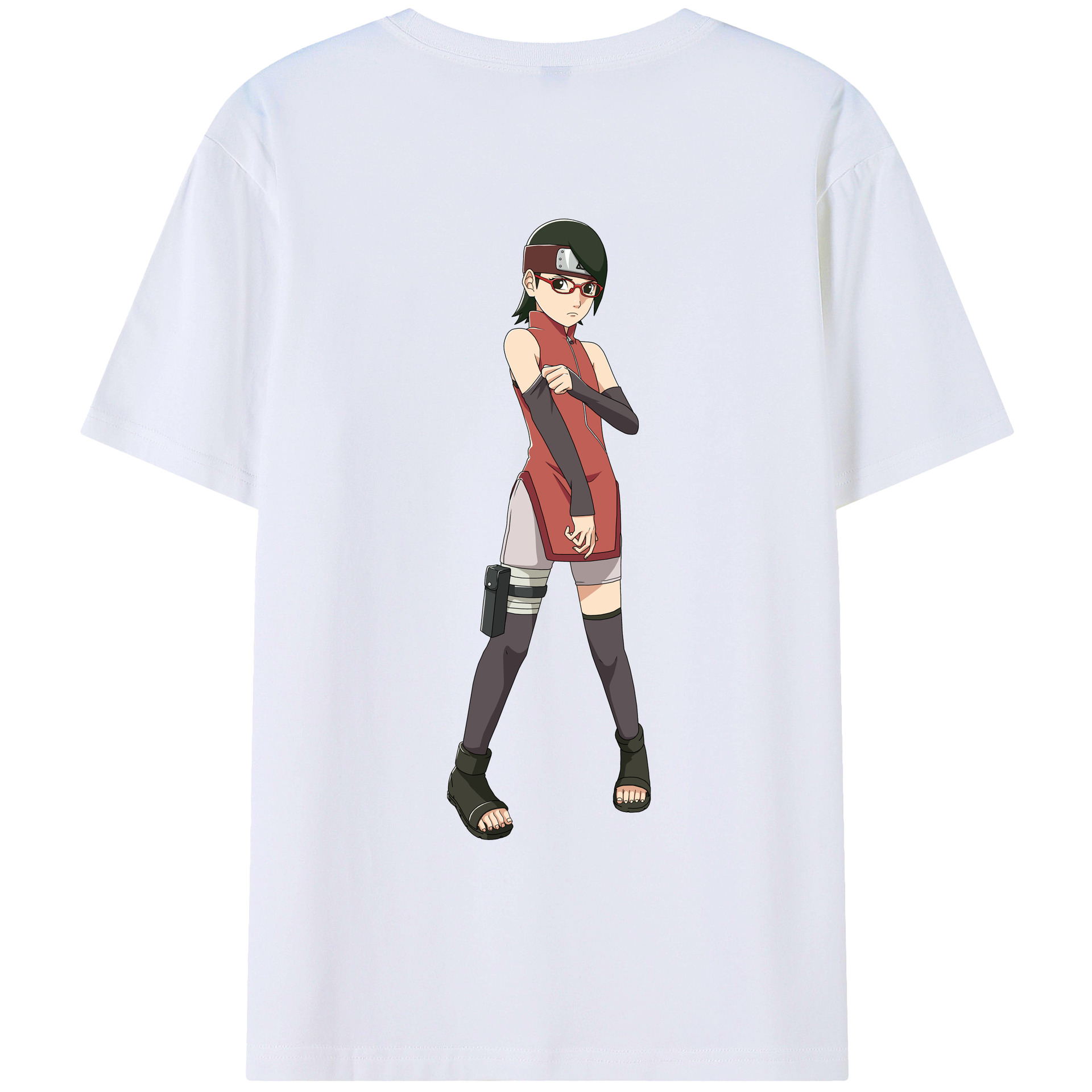 （画像用） NARUTO -ナルト- うちは サラダ Uchiha Sarada 綿100％ メンズ半袖Tシャツ（バックプリント） 通気性