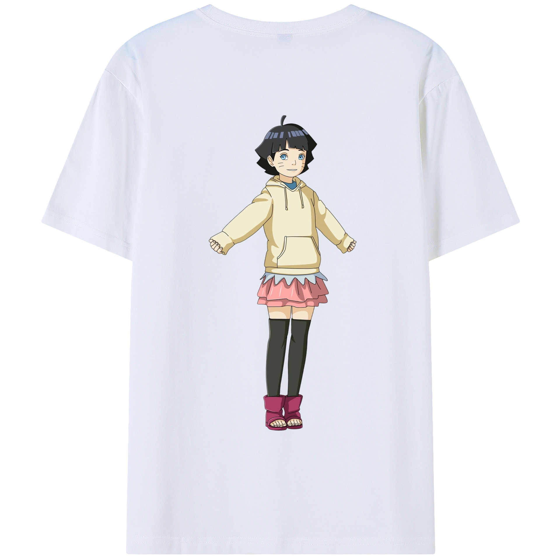 （画像用） NARUTO -ナルト- うずまき ヒマワリ Uzumaki Himawari 綿100％ メンズ半袖Tシャツ（バックプリント） 通気性