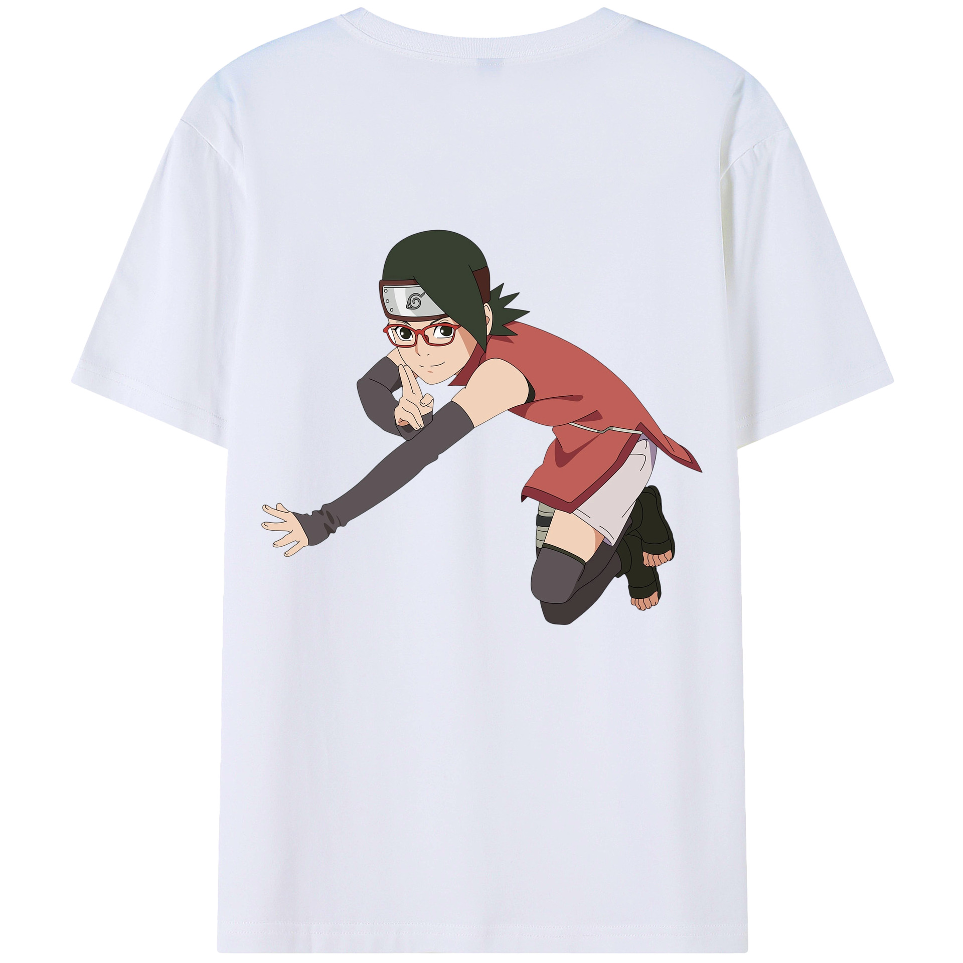 （画像用） NARUTO -ナルト- うちは サラダ Uchiha Sarada 綿100％ メンズ半袖Tシャツ（バックプリント） 通気性