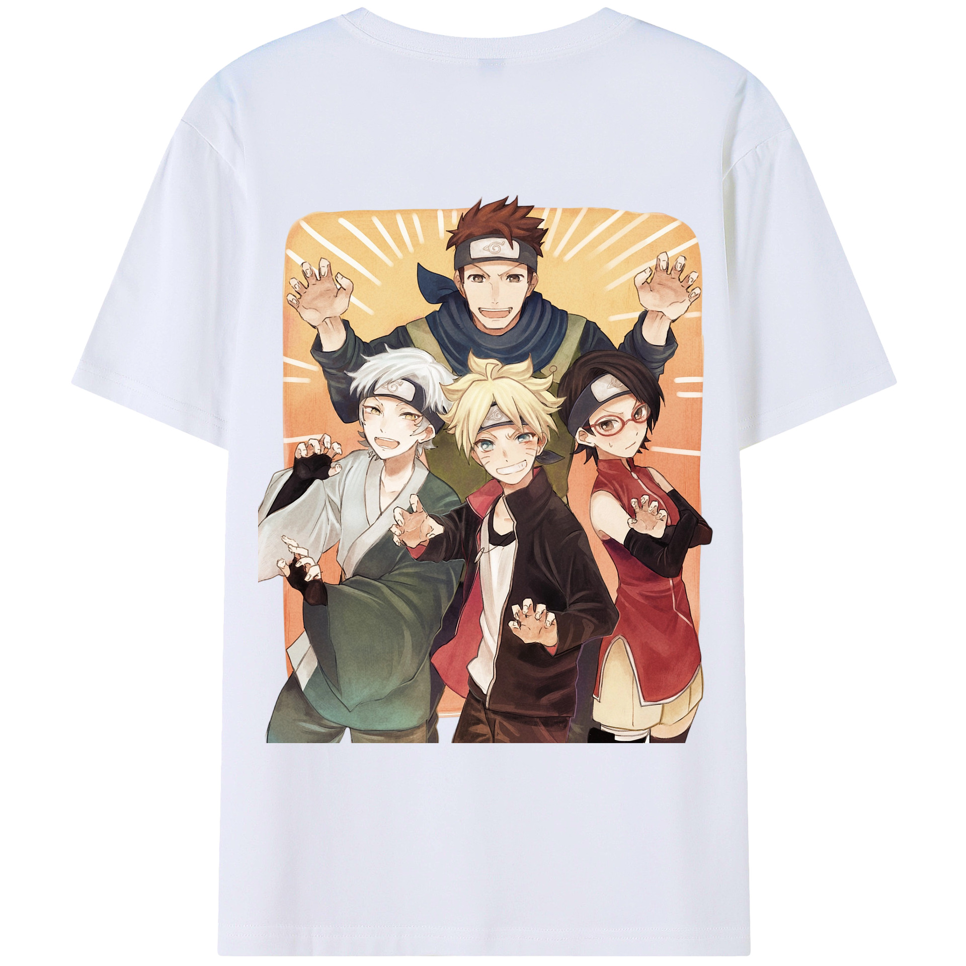 （画像用） NARUTO -ナルト- うちは サラダ Uchiha Sarada 綿100％ メンズ半袖Tシャツ（バックプリント） 通気性