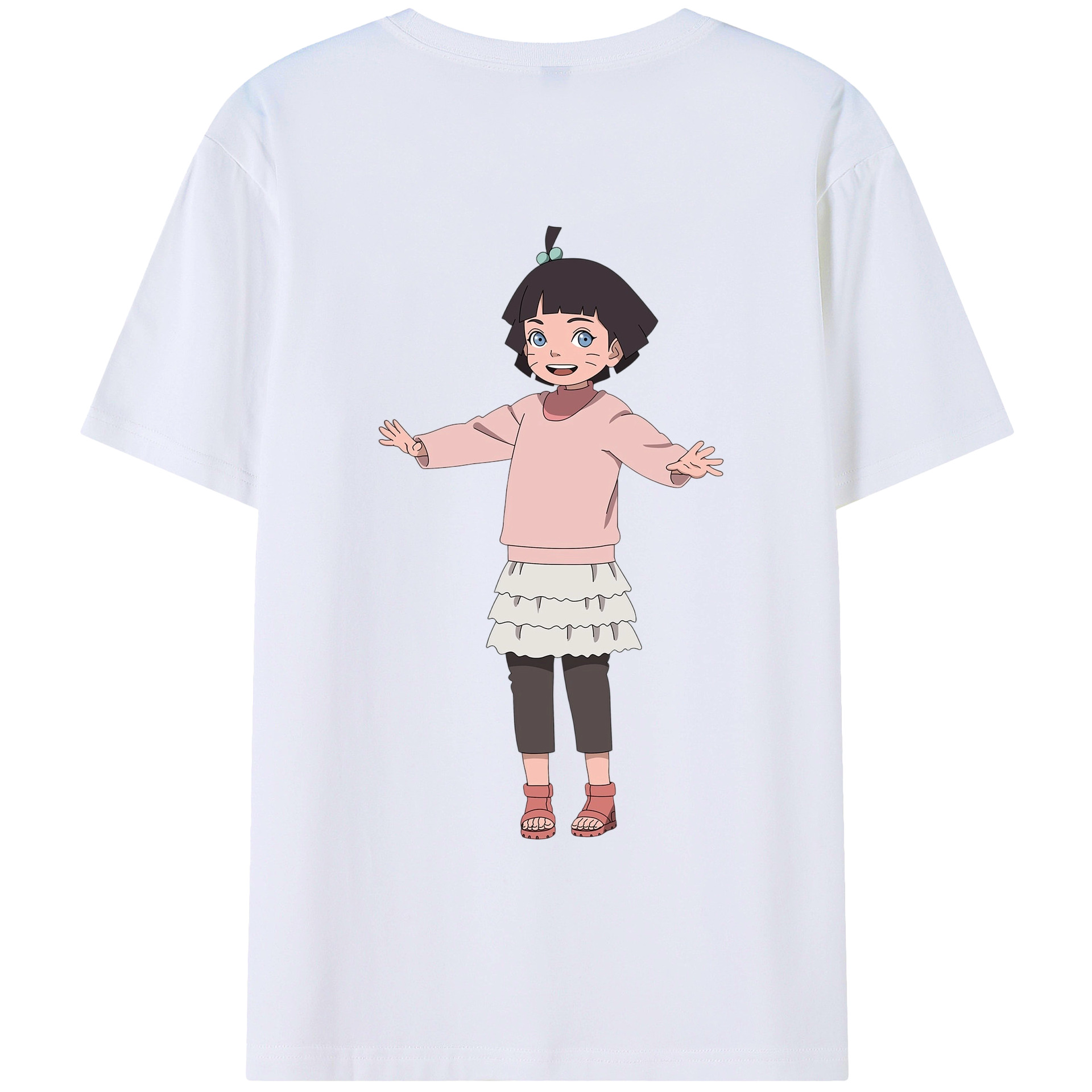 （画像用） NARUTO -ナルト- うずまき ヒマワリ Uzumaki Himawari 綿100％ メンズ半袖Tシャツ（バックプリント） 通気性