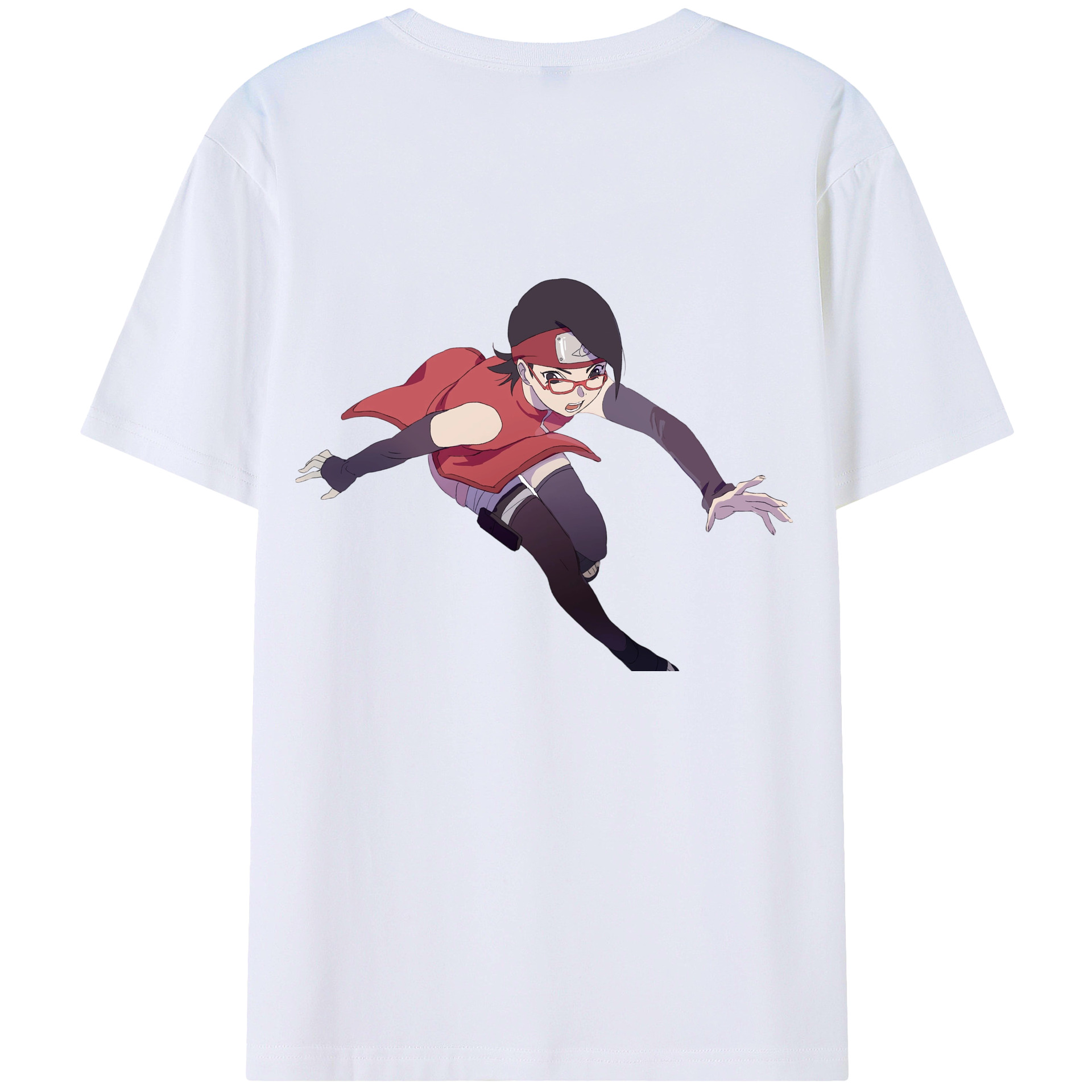 （画像用） NARUTO -ナルト- うちは サラダ Uchiha Sarada 綿100％ メンズ半袖Tシャツ（バックプリント） 通気性