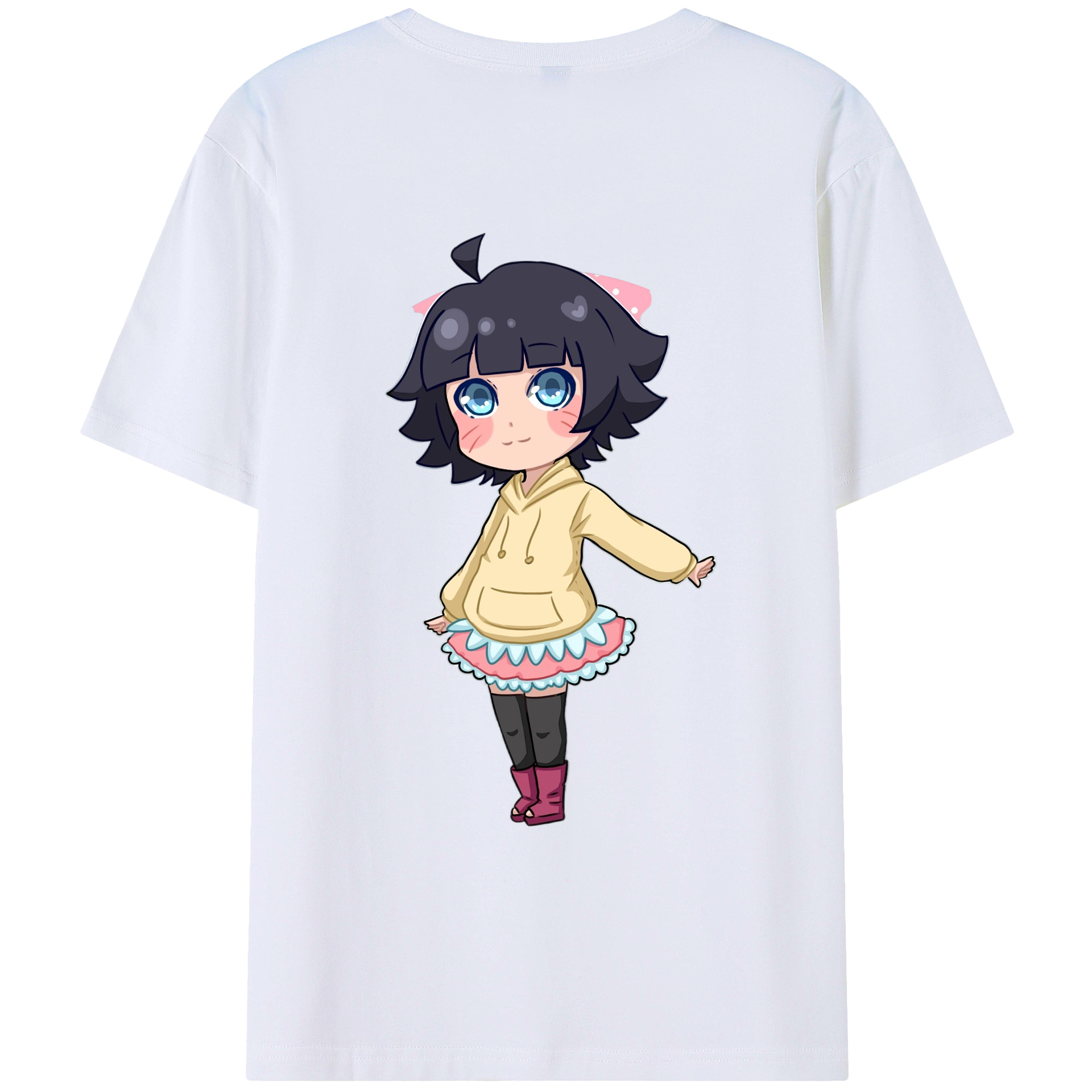 （画像用） NARUTO -ナルト- うずまき ヒマワリ Uzumaki Himawari 綿100％ メンズ半袖Tシャツ（バックプリント） 通気性