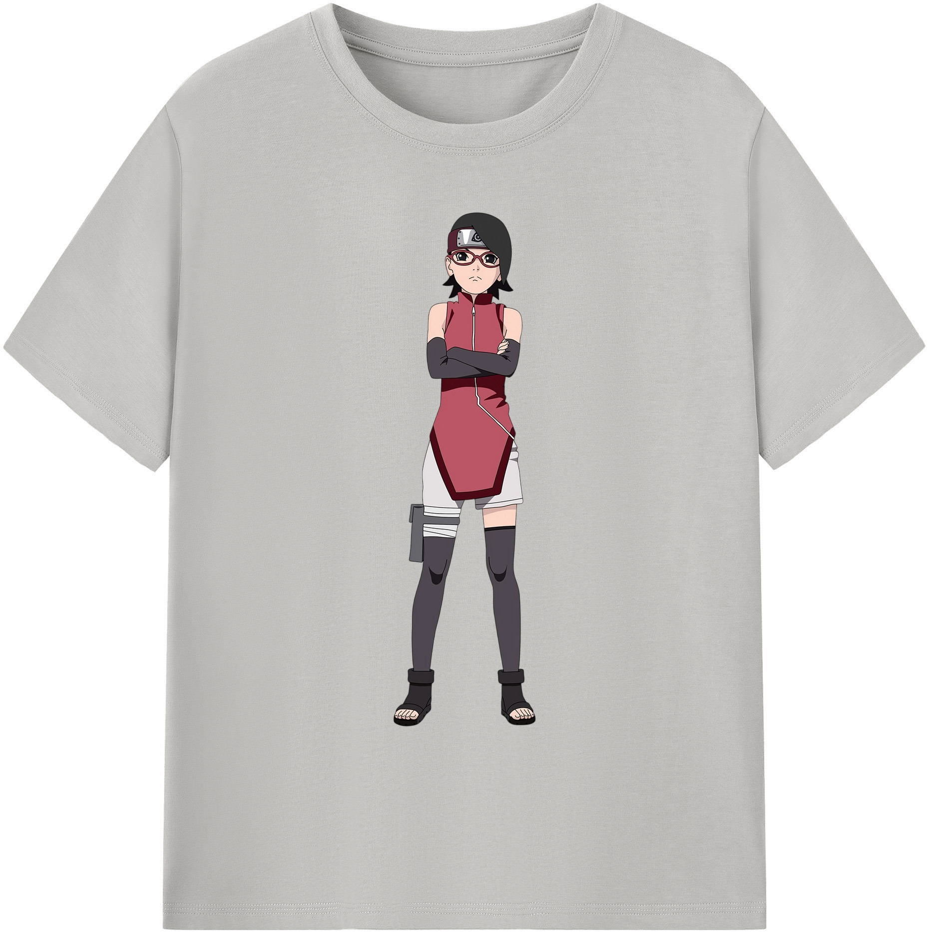 （画像用） NARUTO -ナルト- うちは サラダ Uchiha Sarada 綿100％ メンズ半袖Tシャツ｜肌触りやわらか＆通気性