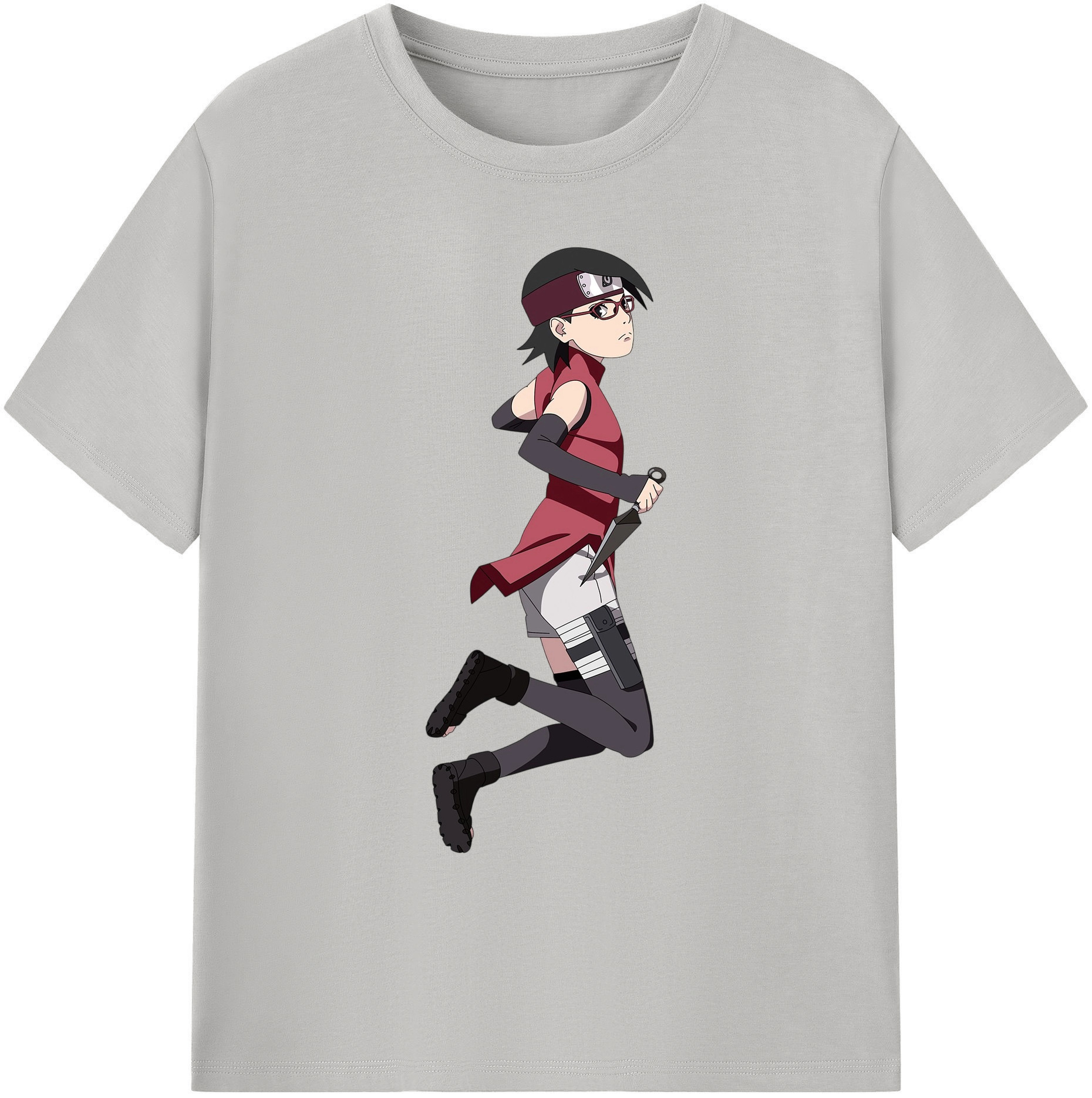 （画像用） NARUTO -ナルト- うちは サラダ Uchiha Sarada 綿100％ メンズ半袖Tシャツ｜肌触りやわらか＆通気性