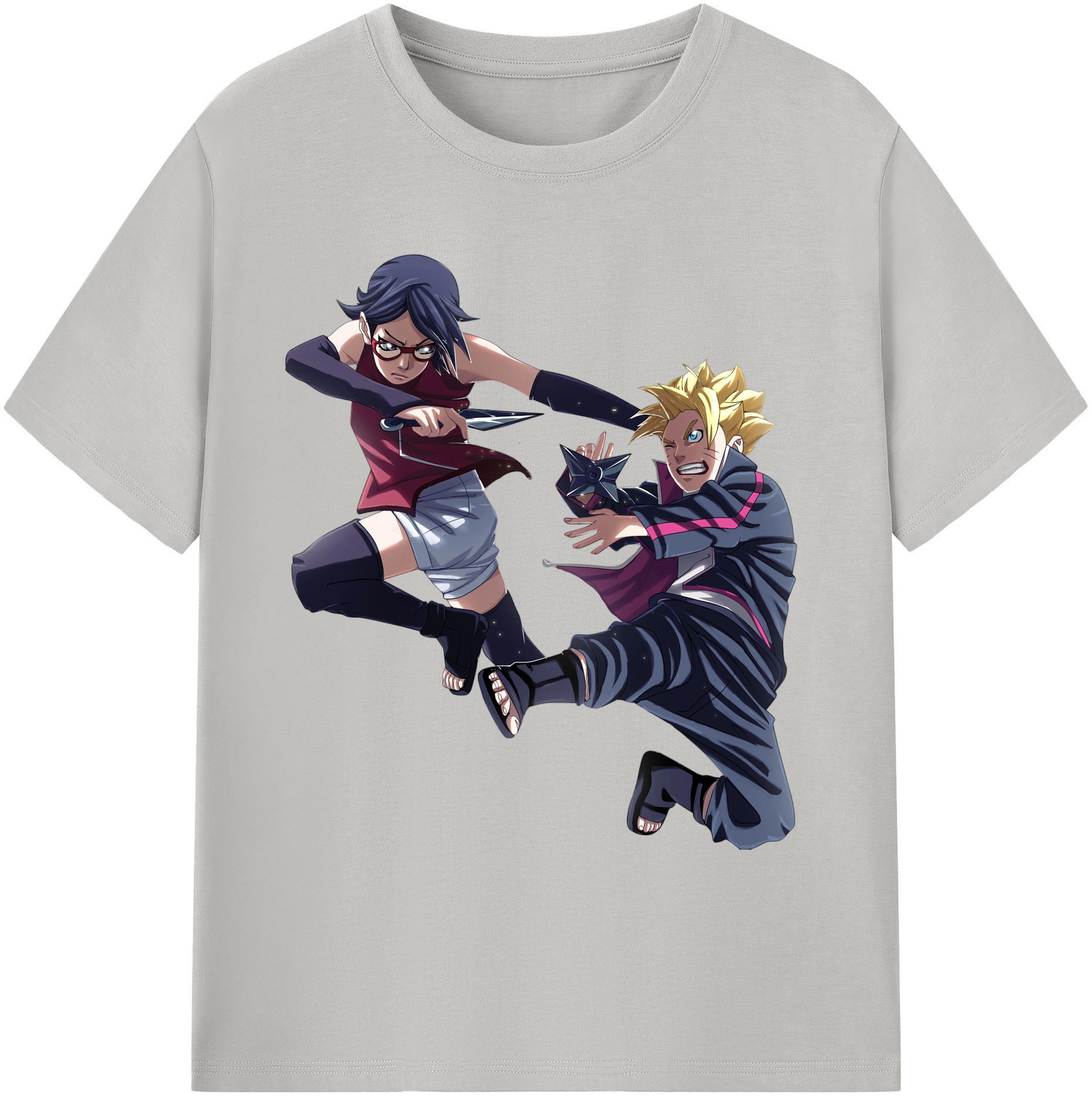 （画像用） NARUTO -ナルト- うちは サラダ Uchiha Sarada 綿100％ メンズ半袖Tシャツ｜肌触りやわらか＆通気性