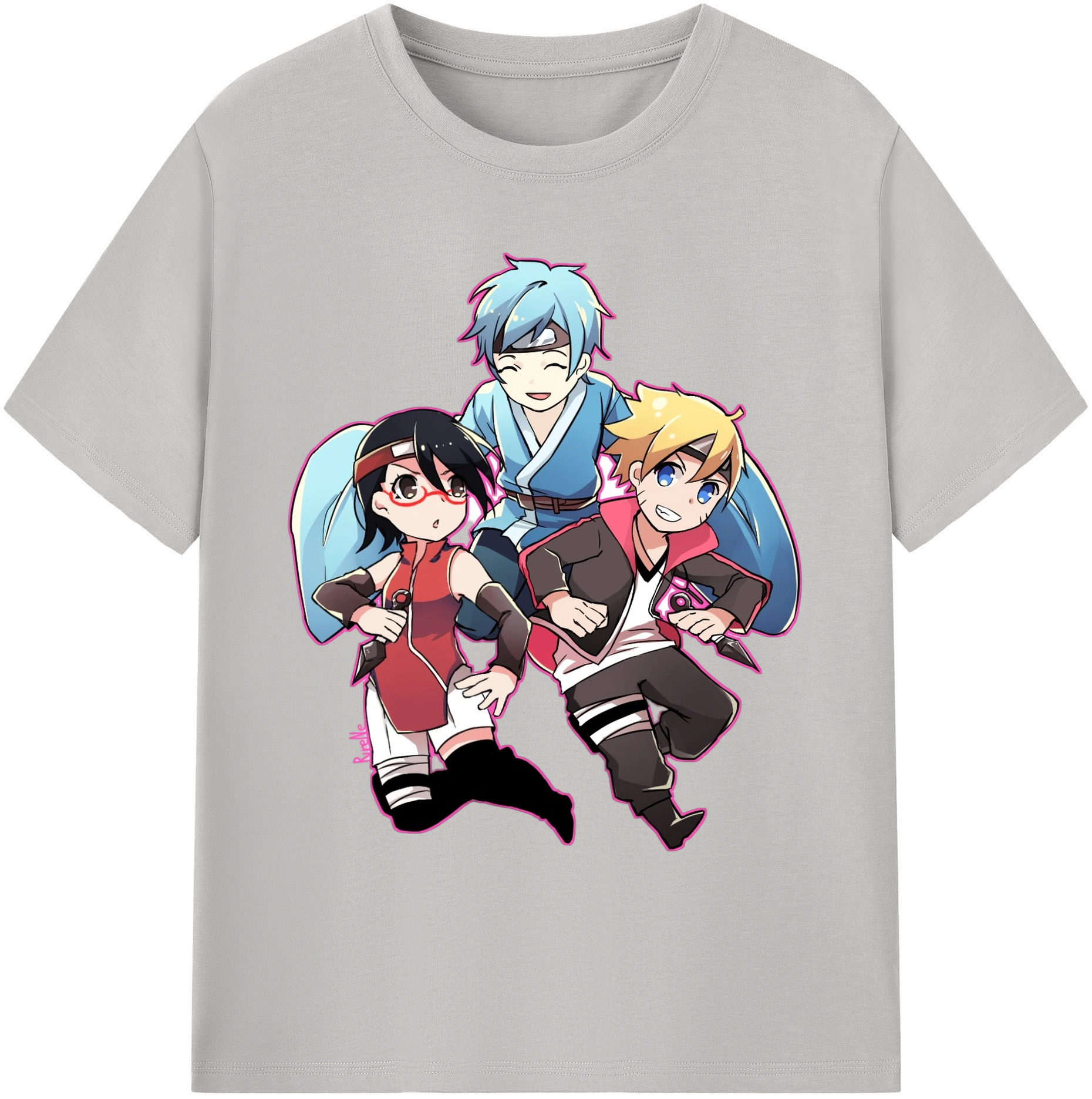（画像用） NARUTO -ナルト- うちは サラダ Uchiha Sarada 綿100％ メンズ半袖Tシャツ｜肌触りやわらか＆通気性