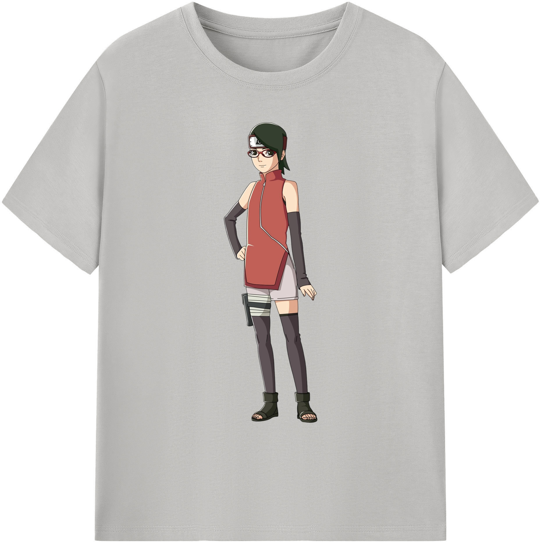 （画像用） NARUTO -ナルト- うちは サラダ Uchiha Sarada 綿100％ メンズ半袖Tシャツ｜肌触りやわらか＆通気性