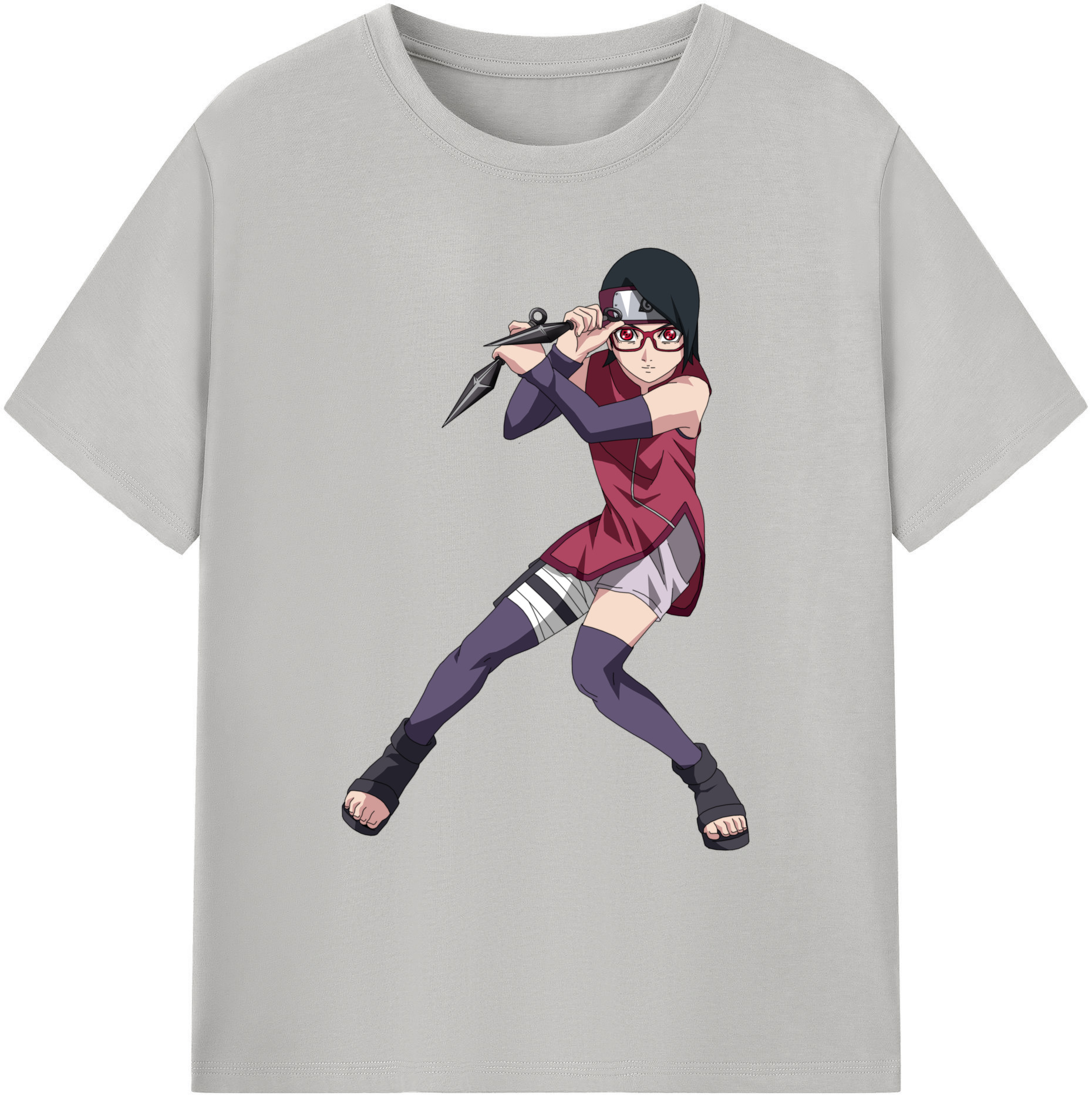 （画像用） NARUTO -ナルト- うちは サラダ Uchiha Sarada 綿100％ メンズ半袖Tシャツ｜肌触りやわらか＆通気性