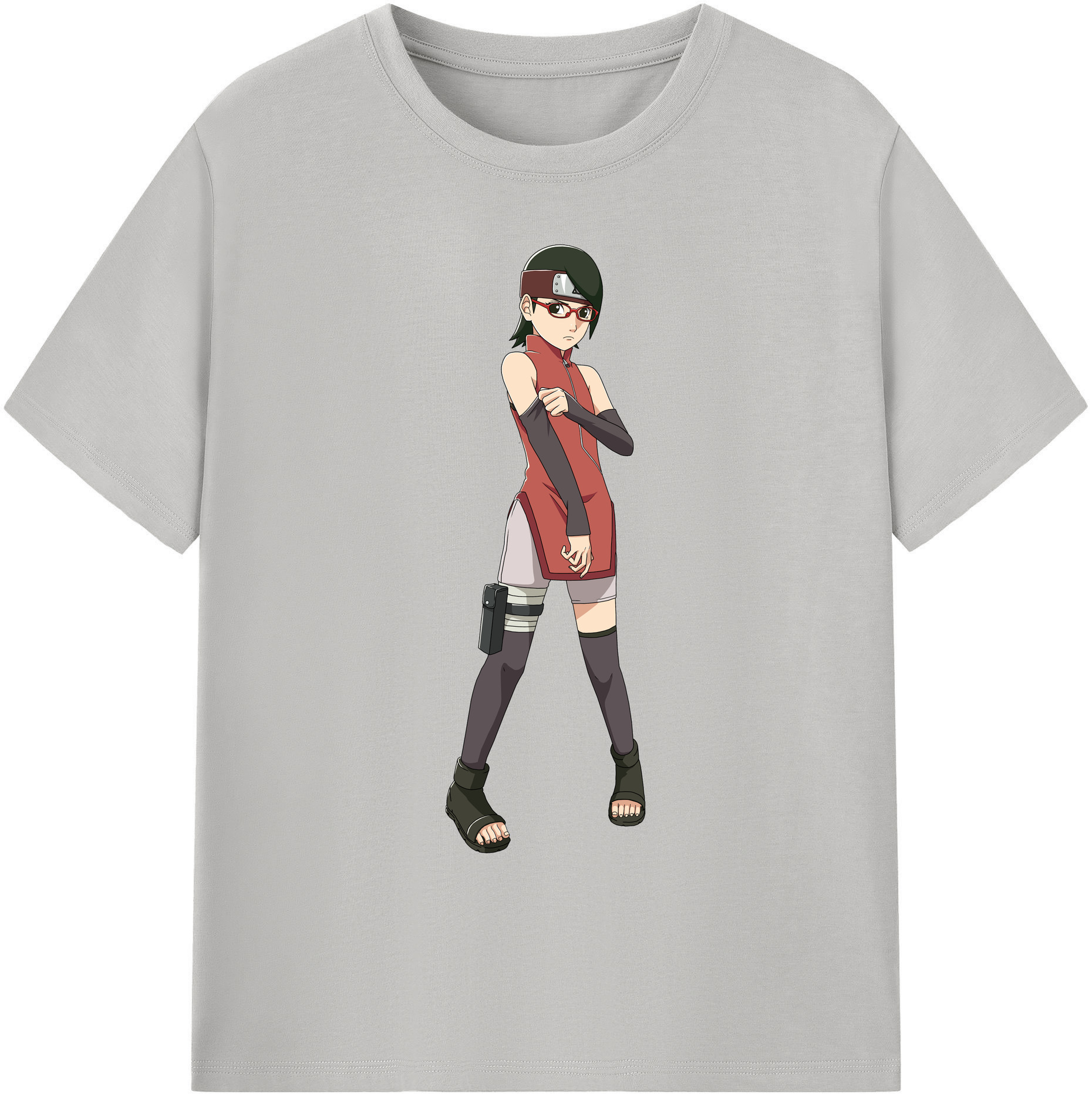 （画像用） NARUTO -ナルト- うちは サラダ Uchiha Sarada 綿100％ メンズ半袖Tシャツ｜肌触りやわらか＆通気性