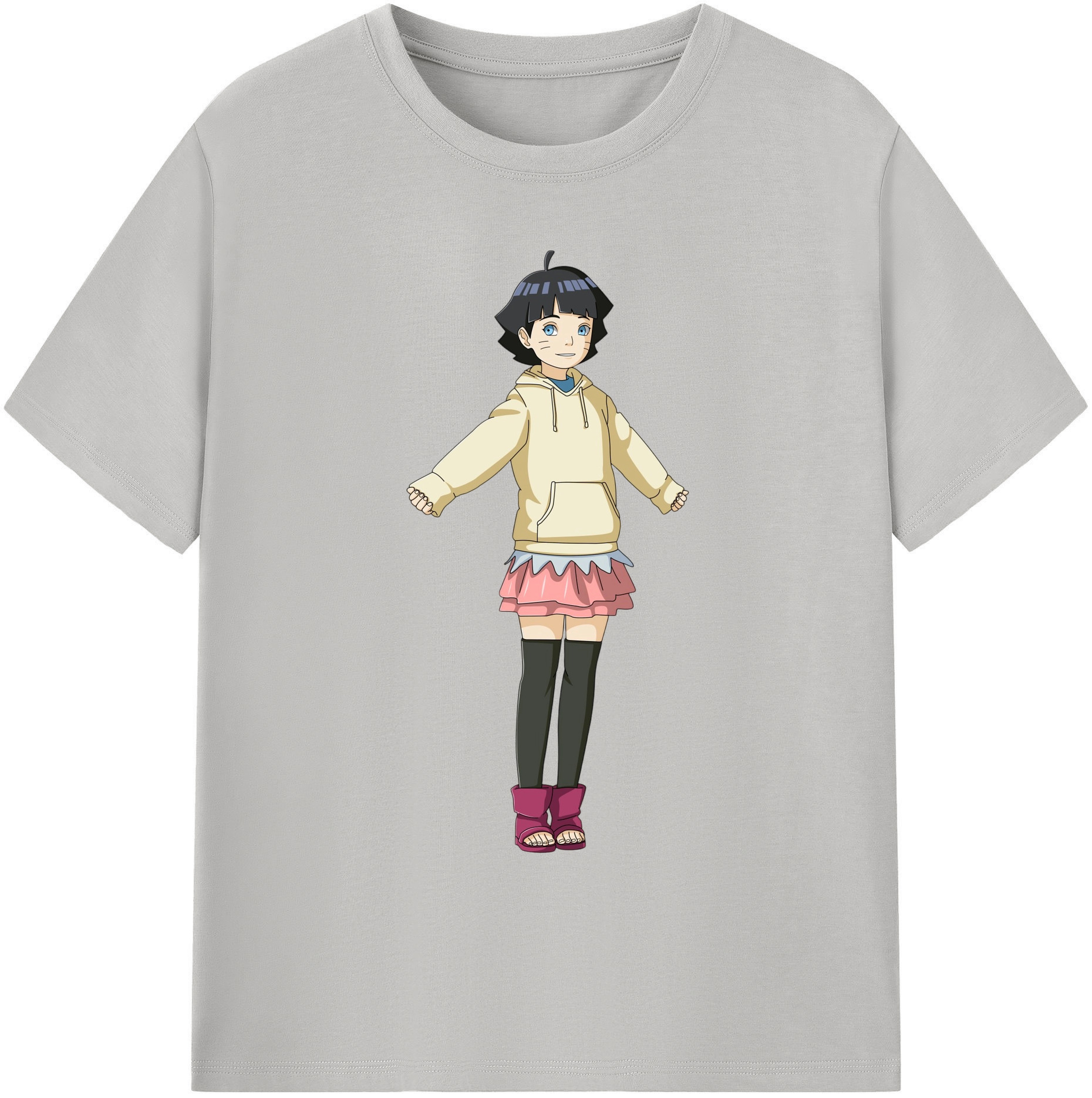 （画像用） NARUTO -ナルト- うずまき ヒマワリ Uzumaki Himawari 綿100％ メンズ半袖Tシャツ｜肌触りやわらか＆通気性