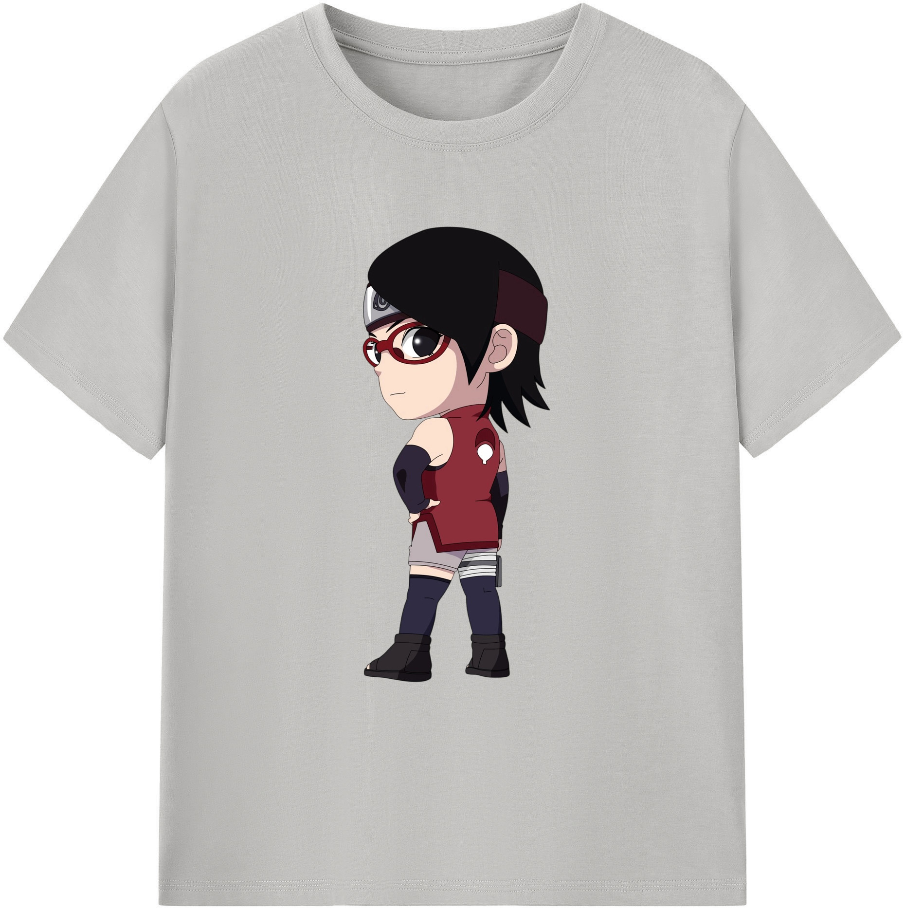 （画像用） NARUTO -ナルト- うちは サラダ Uchiha Sarada 綿100％ メンズ半袖Tシャツ｜肌触りやわらか＆通気性