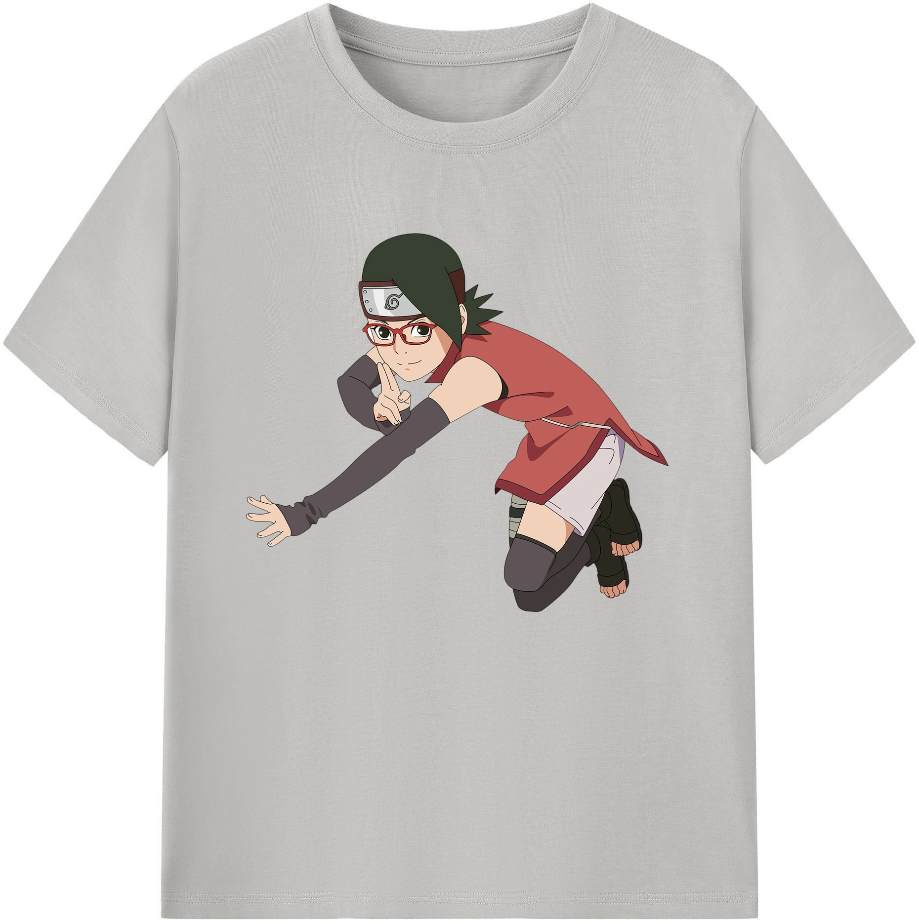（画像用） NARUTO -ナルト- うちは サラダ Uchiha Sarada 綿100％ メンズ半袖Tシャツ｜肌触りやわらか＆通気性