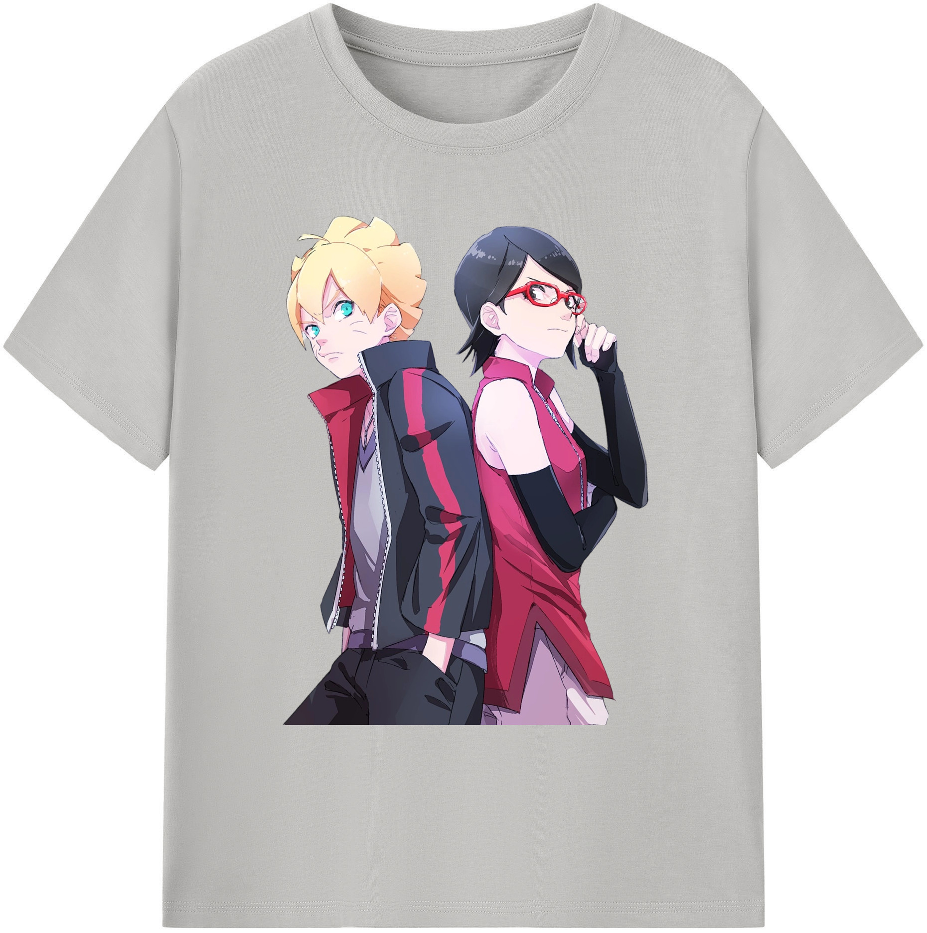 （画像用） NARUTO -ナルト- うちは サラダ Uchiha Sarada 綿100％ メンズ半袖Tシャツ｜肌触りやわらか＆通気性