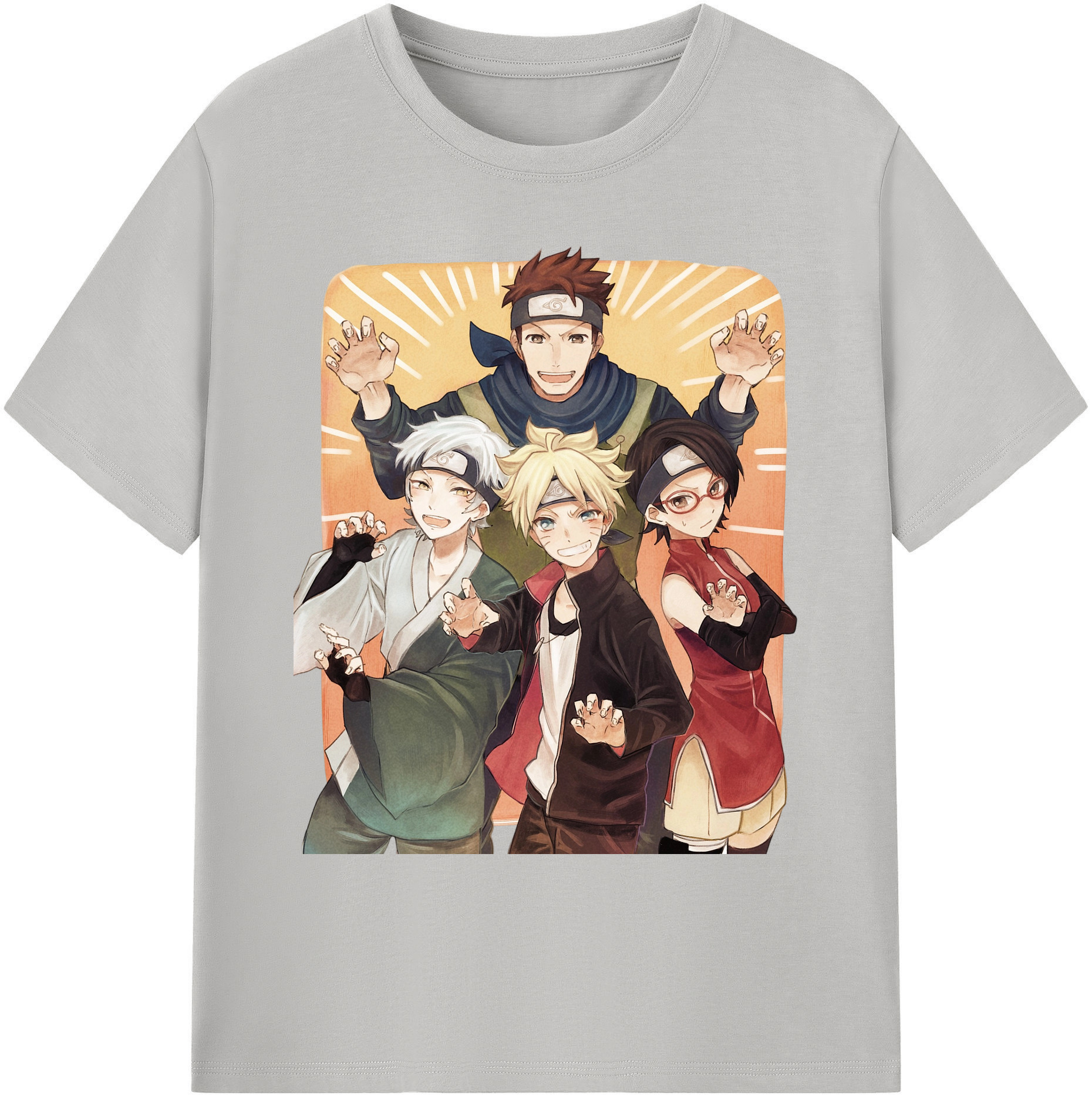 （画像用） NARUTO -ナルト- うちは サラダ Uchiha Sarada 綿100％ メンズ半袖Tシャツ｜肌触りやわらか＆通気性