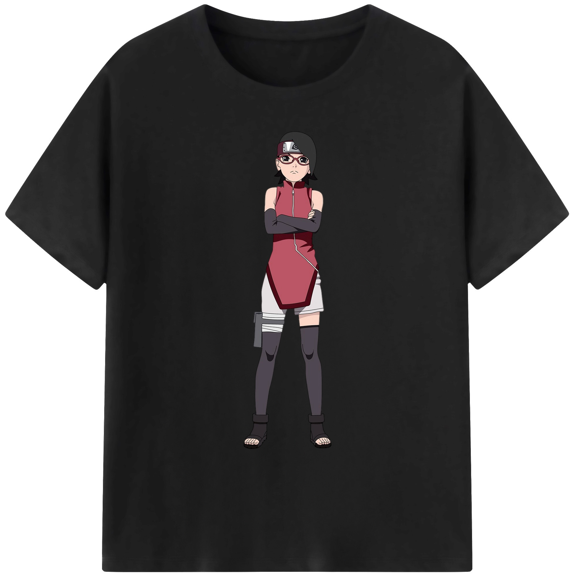 （画像用） NARUTO -ナルト- うちは サラダ Uchiha Sarada 綿100％ メンズ半袖Tシャツ｜肌触りやわらか＆通気性