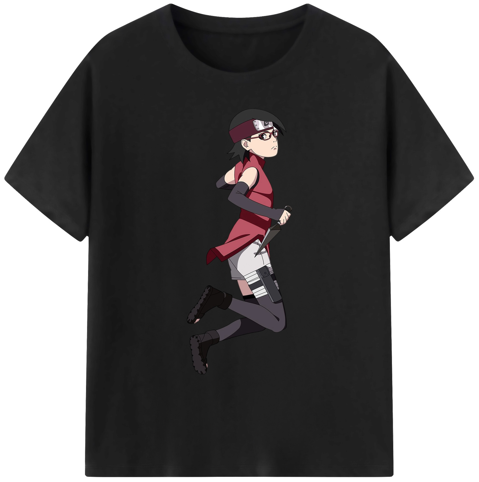 （画像用） NARUTO -ナルト- うちは サラダ Uchiha Sarada 綿100％ メンズ半袖Tシャツ｜肌触りやわらか＆通気性