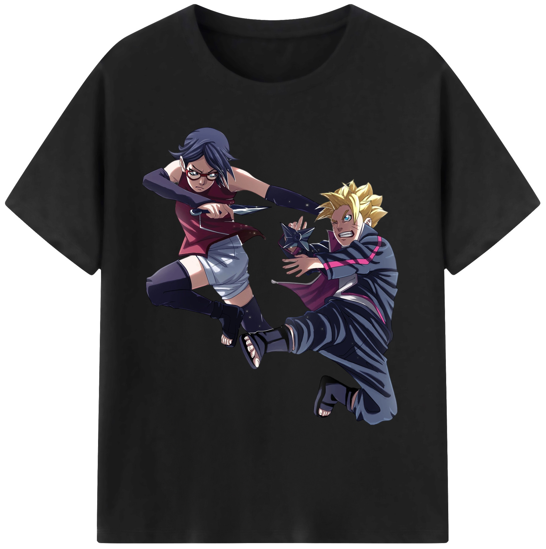 （画像用） NARUTO -ナルト- うちは サラダ Uchiha Sarada 綿100％ メンズ半袖Tシャツ｜肌触りやわらか＆通気性