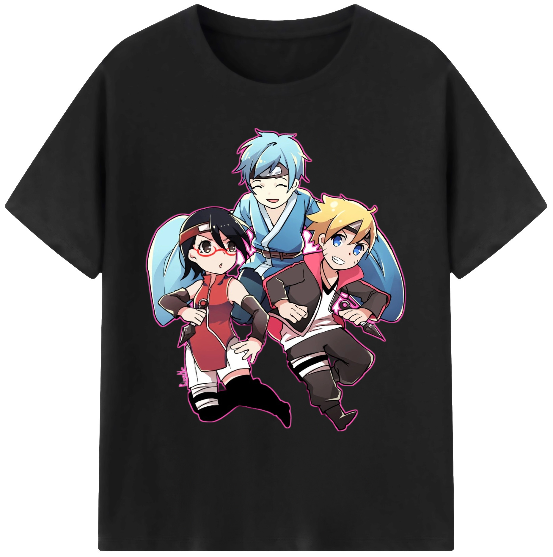 （画像用） NARUTO -ナルト- うちは サラダ Uchiha Sarada 綿100％ メンズ半袖Tシャツ｜肌触りやわらか＆通気性