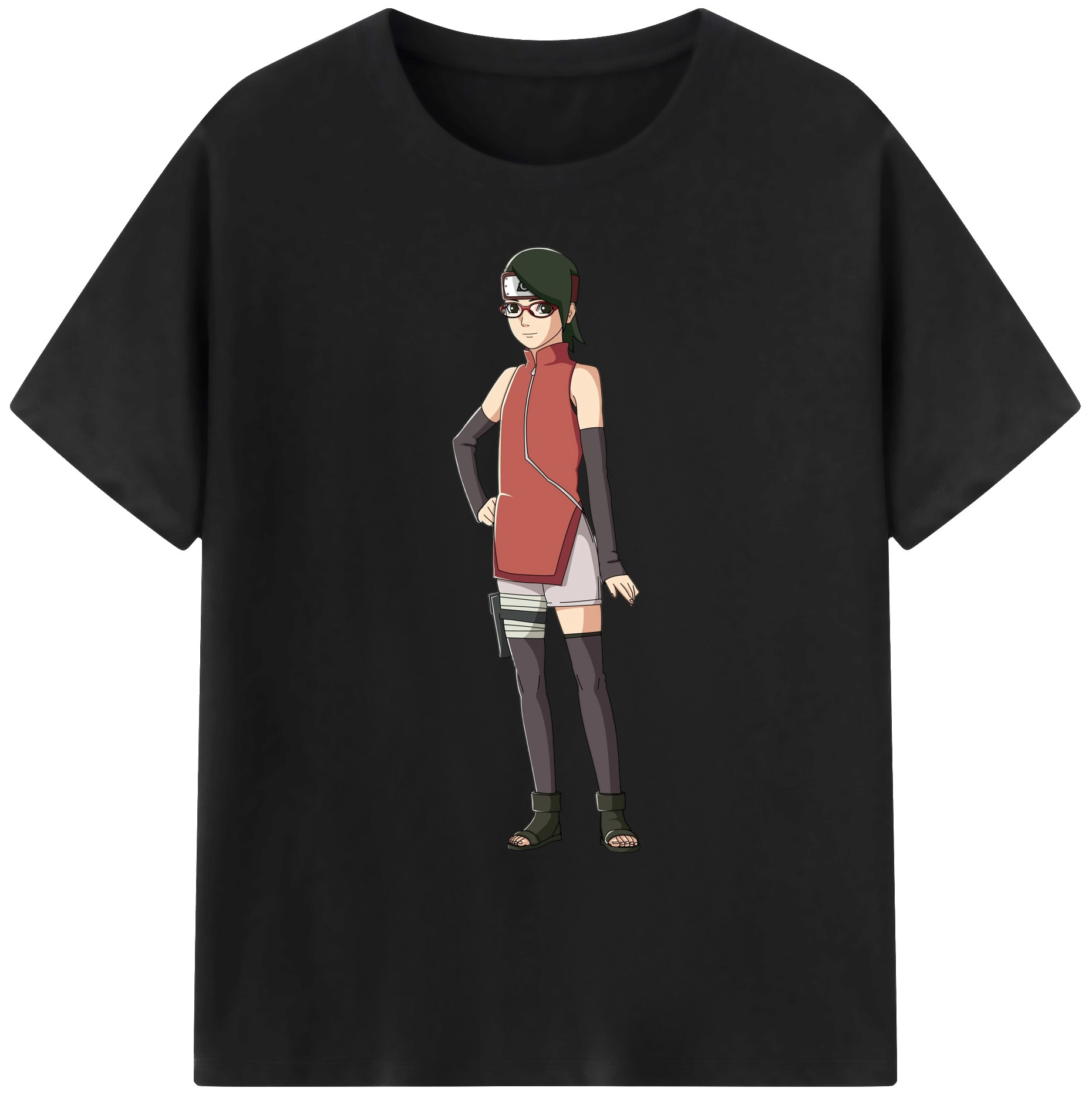 （画像用） NARUTO -ナルト- うちは サラダ Uchiha Sarada 綿100％ メンズ半袖Tシャツ｜肌触りやわらか＆通気性