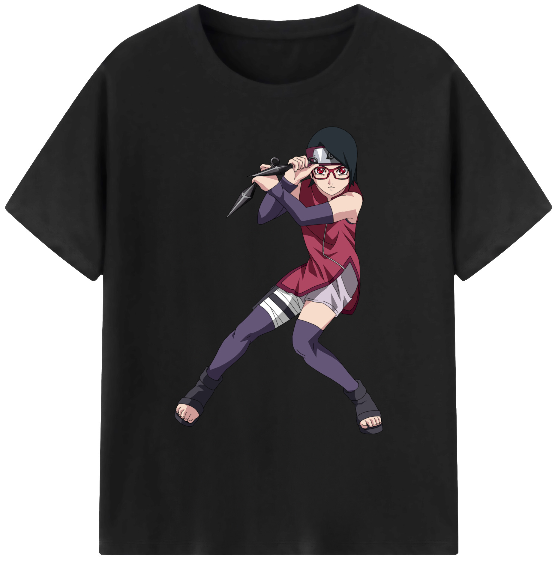 （画像用） NARUTO -ナルト- うちは サラダ Uchiha Sarada 綿100％ メンズ半袖Tシャツ｜肌触りやわらか＆通気性