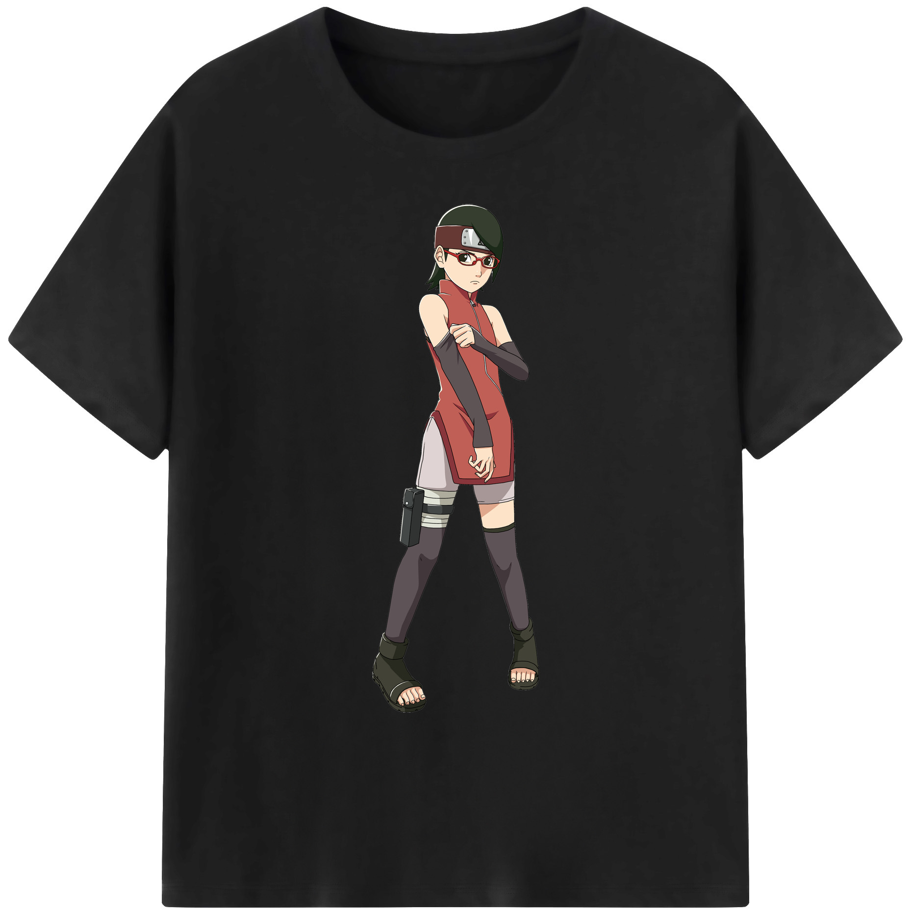 （画像用） NARUTO -ナルト- うちは サラダ Uchiha Sarada 綿100％ メンズ半袖Tシャツ｜肌触りやわらか＆通気性