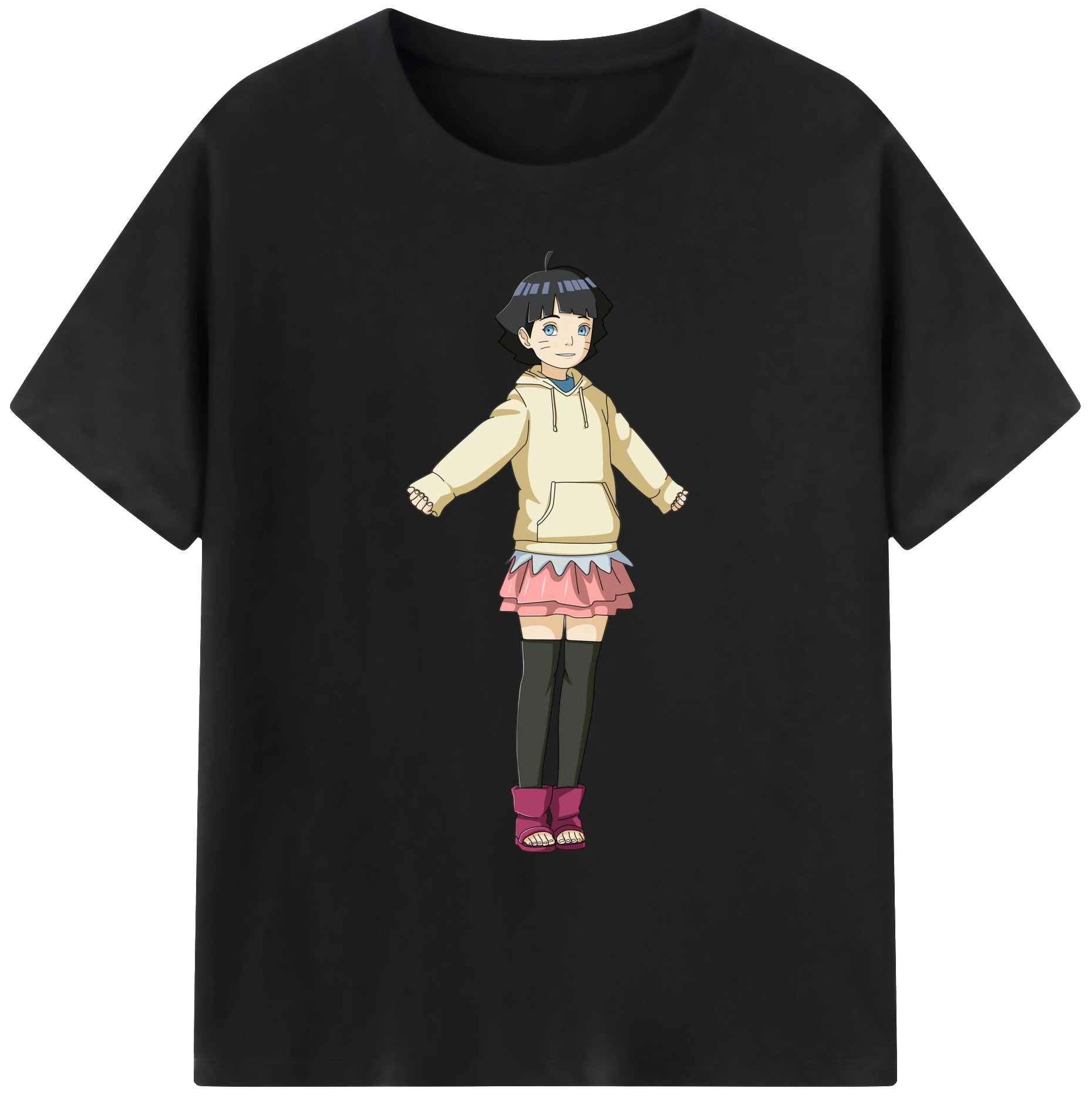 （画像用） NARUTO -ナルト- うずまき ヒマワリ Uzumaki Himawari 綿100％ メンズ半袖Tシャツ｜肌触りやわらか＆通気性