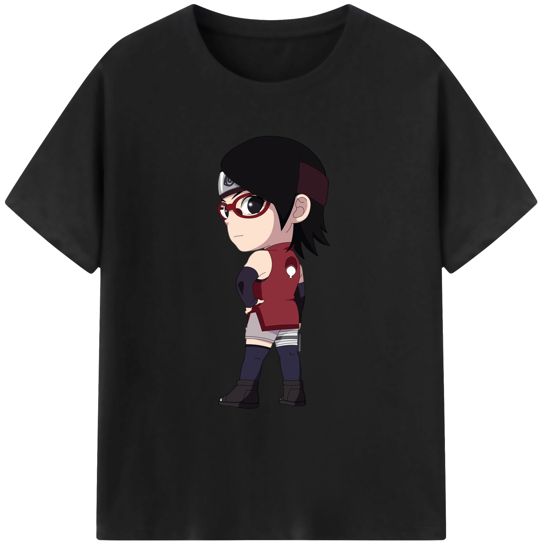 （画像用） NARUTO -ナルト- うちは サラダ Uchiha Sarada 綿100％ メンズ半袖Tシャツ｜肌触りやわらか＆通気性