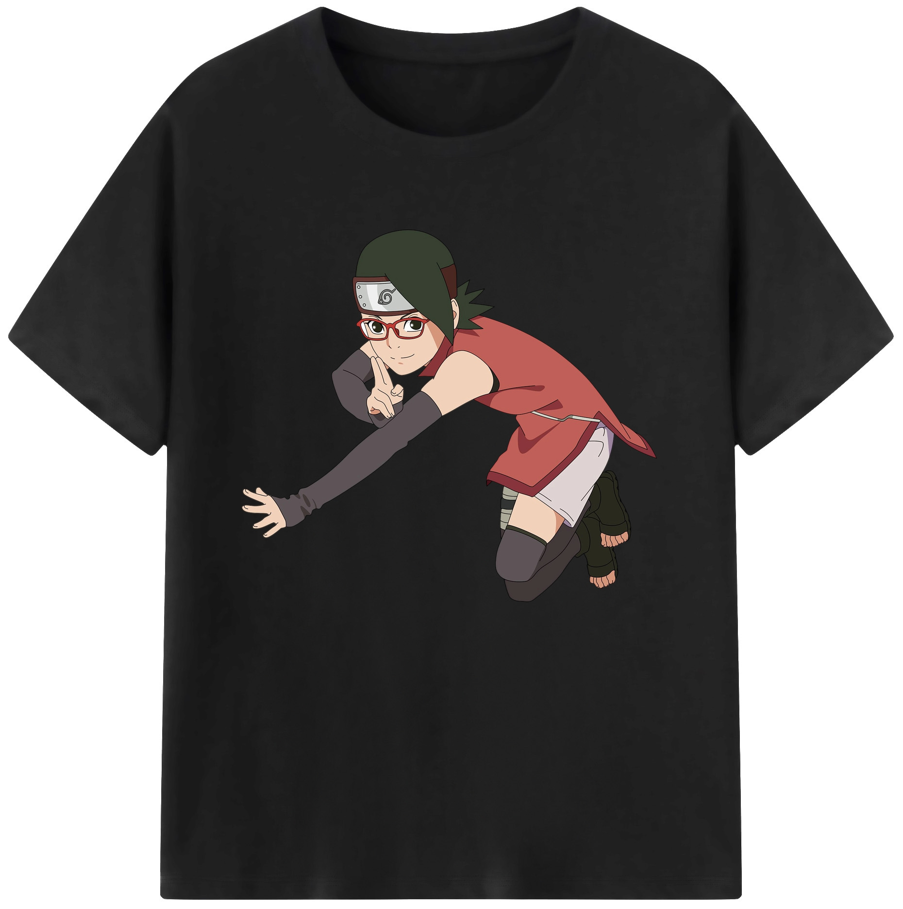 （画像用） NARUTO -ナルト- うちは サラダ Uchiha Sarada 綿100％ メンズ半袖Tシャツ｜肌触りやわらか＆通気性