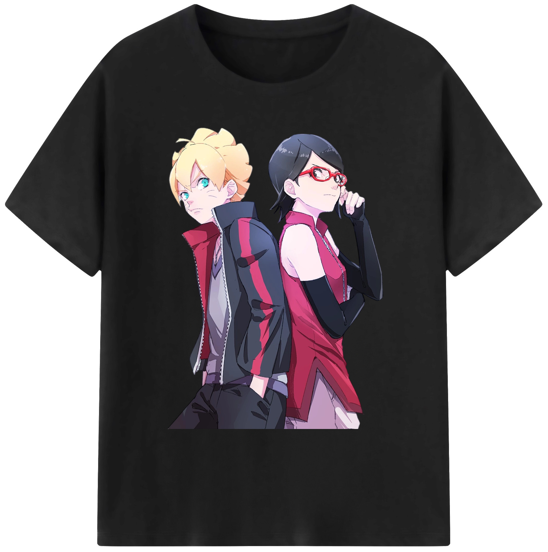 （画像用） NARUTO -ナルト- うちは サラダ Uchiha Sarada 綿100％ メンズ半袖Tシャツ｜肌触りやわらか＆通気性