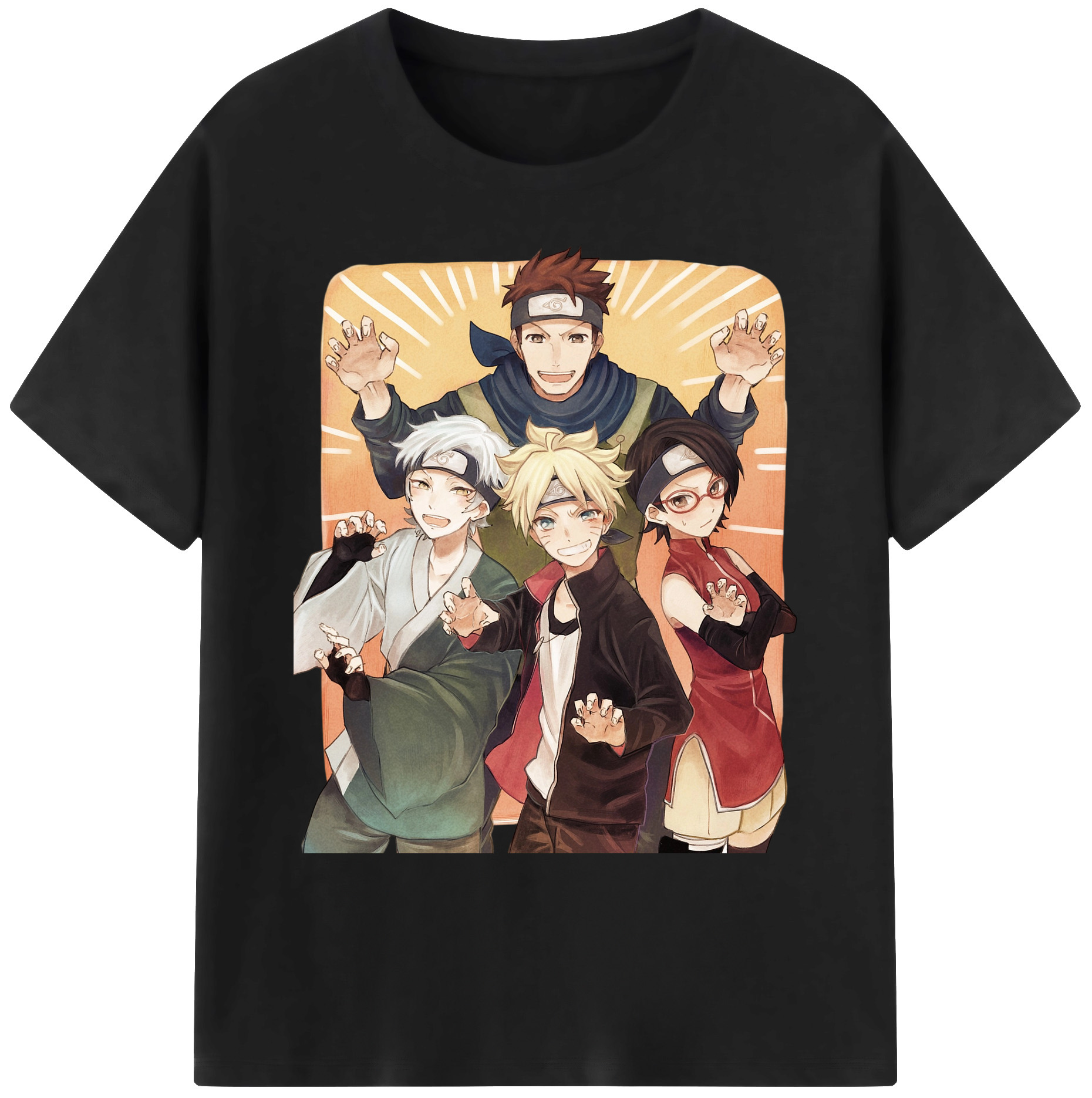 （画像用） NARUTO -ナルト- うちは サラダ Uchiha Sarada 綿100％ メンズ半袖Tシャツ｜肌触りやわらか＆通気性