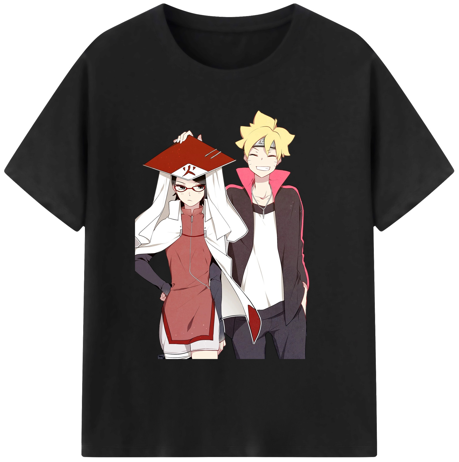 （画像用） NARUTO -ナルト- うちは サラダ Uchiha Sarada 綿100％ メンズ半袖Tシャツ｜肌触りやわらか＆通気性