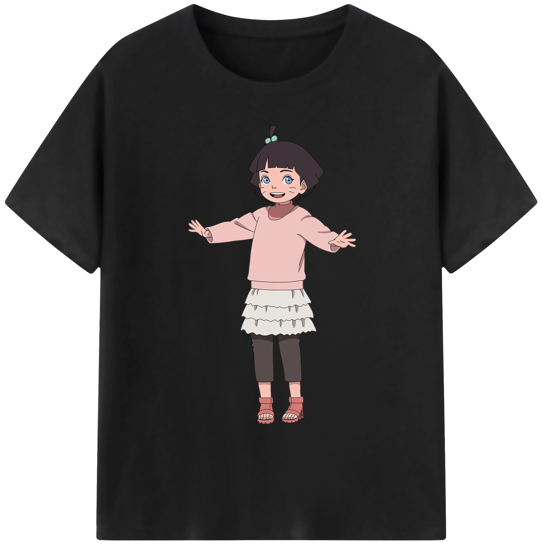 （画像用） NARUTO -ナルト- うずまき ヒマワリ Uzumaki Himawari 綿100％ メンズ半袖Tシャツ｜肌触りやわらか＆通気性