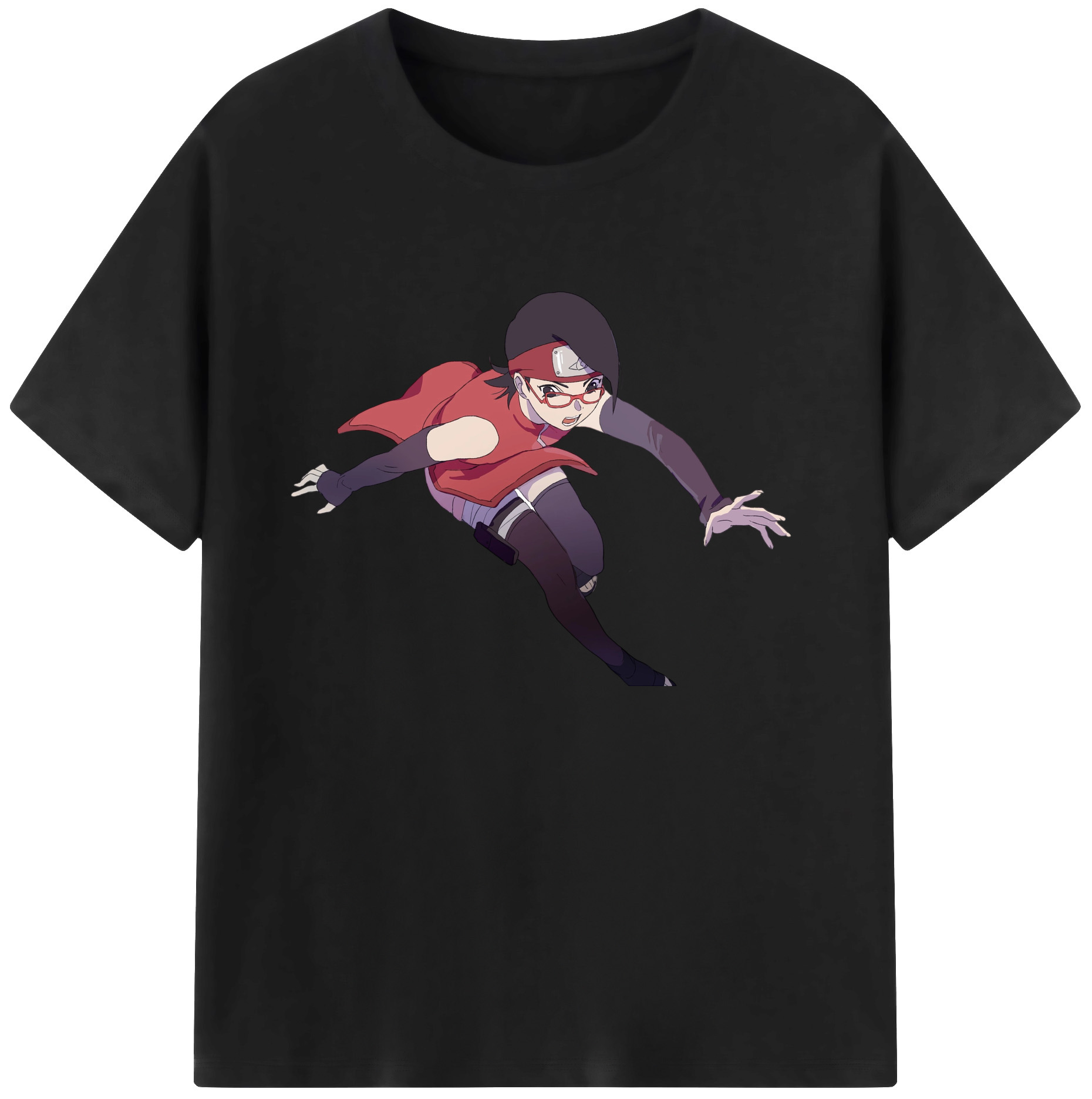 （画像用） NARUTO -ナルト- うちは サラダ Uchiha Sarada 綿100％ メンズ半袖Tシャツ｜肌触りやわらか＆通気性