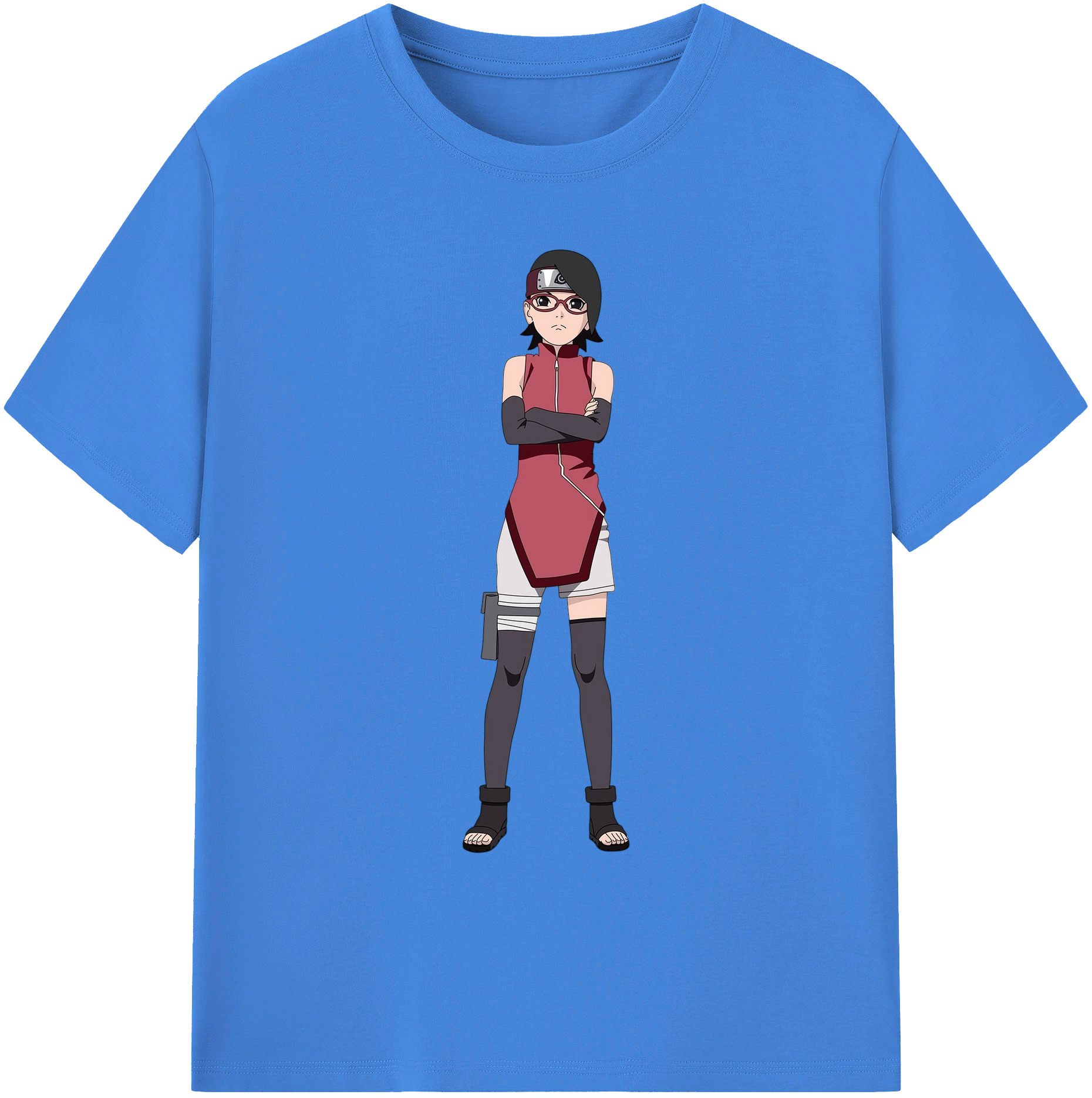 （画像用） NARUTO -ナルト- うちは サラダ Uchiha Sarada 綿100％ メンズ半袖Tシャツ｜肌触りやわらか＆通気性