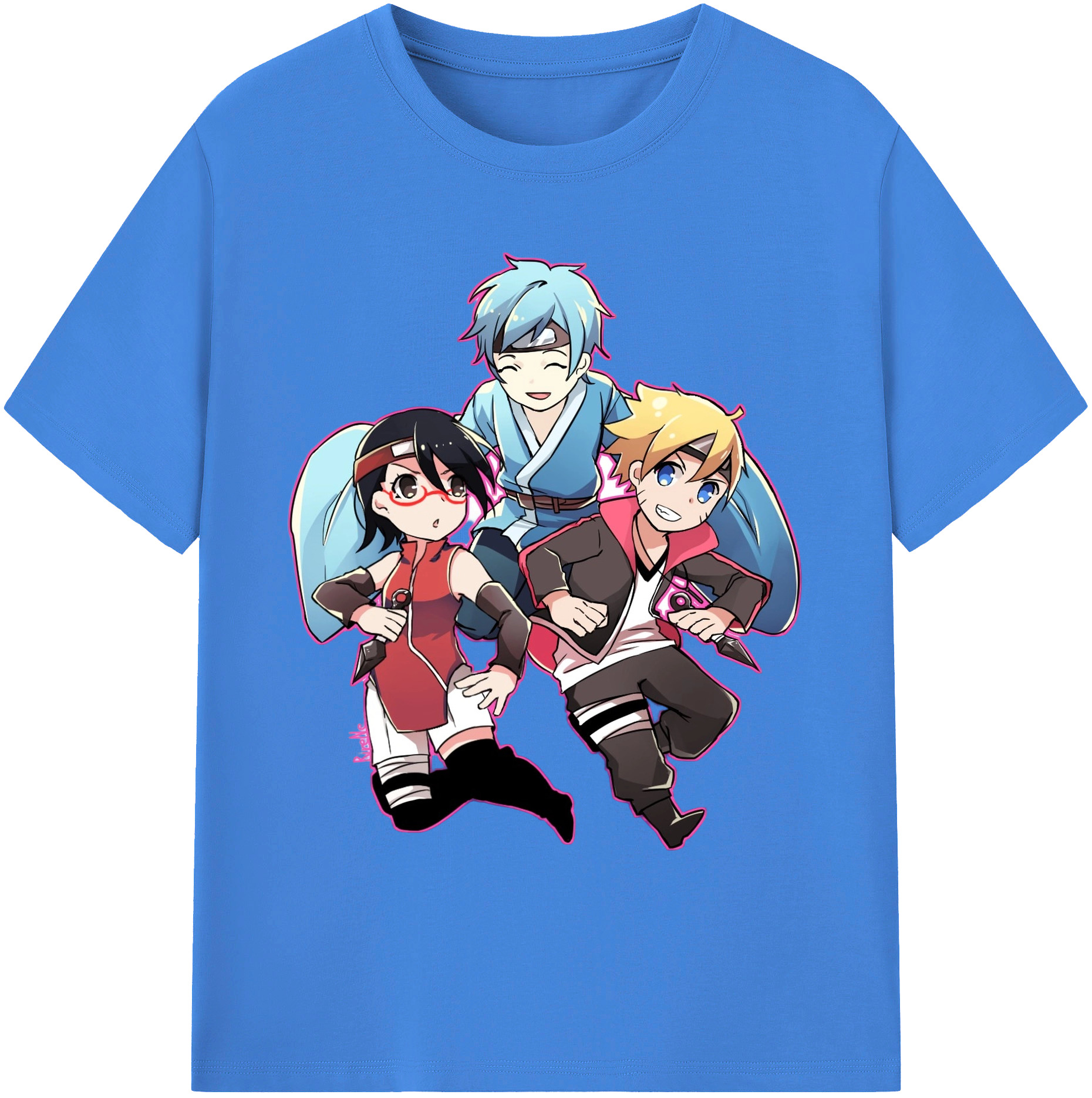（画像用） NARUTO -ナルト- うちは サラダ Uchiha Sarada 綿100％ メンズ半袖Tシャツ｜肌触りやわらか＆通気性