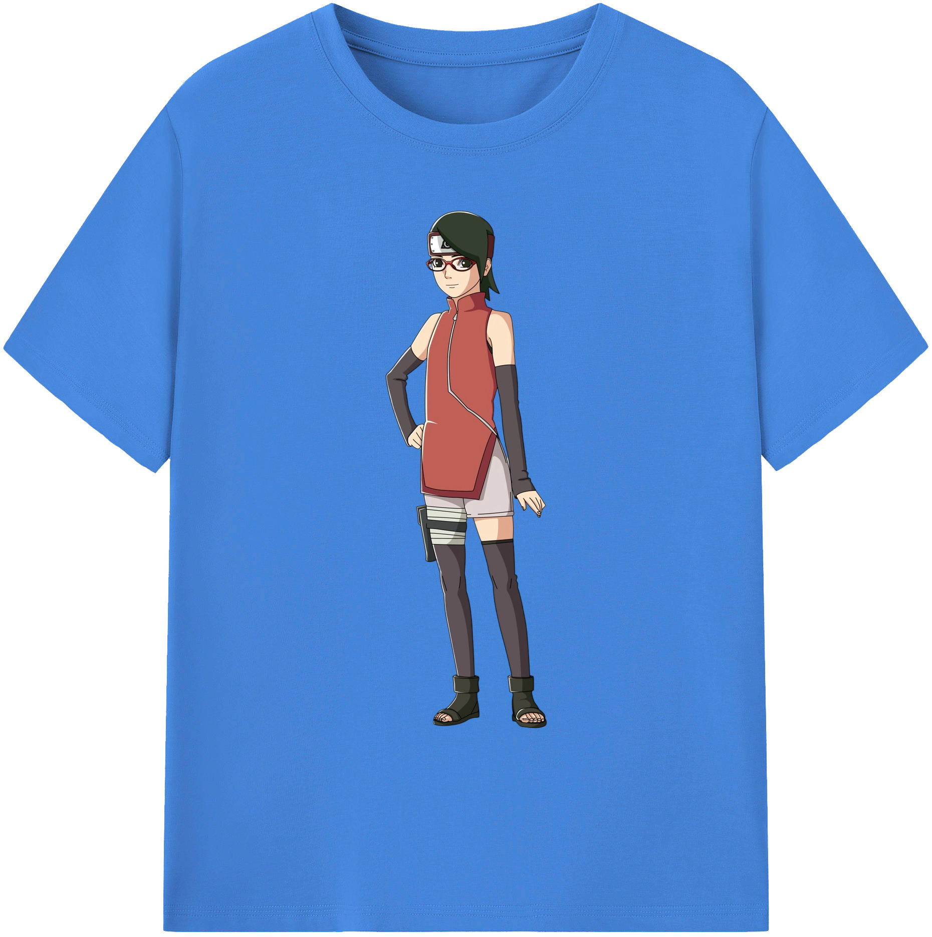（画像用） NARUTO -ナルト- うちは サラダ Uchiha Sarada 綿100％ メンズ半袖Tシャツ｜肌触りやわらか＆通気性