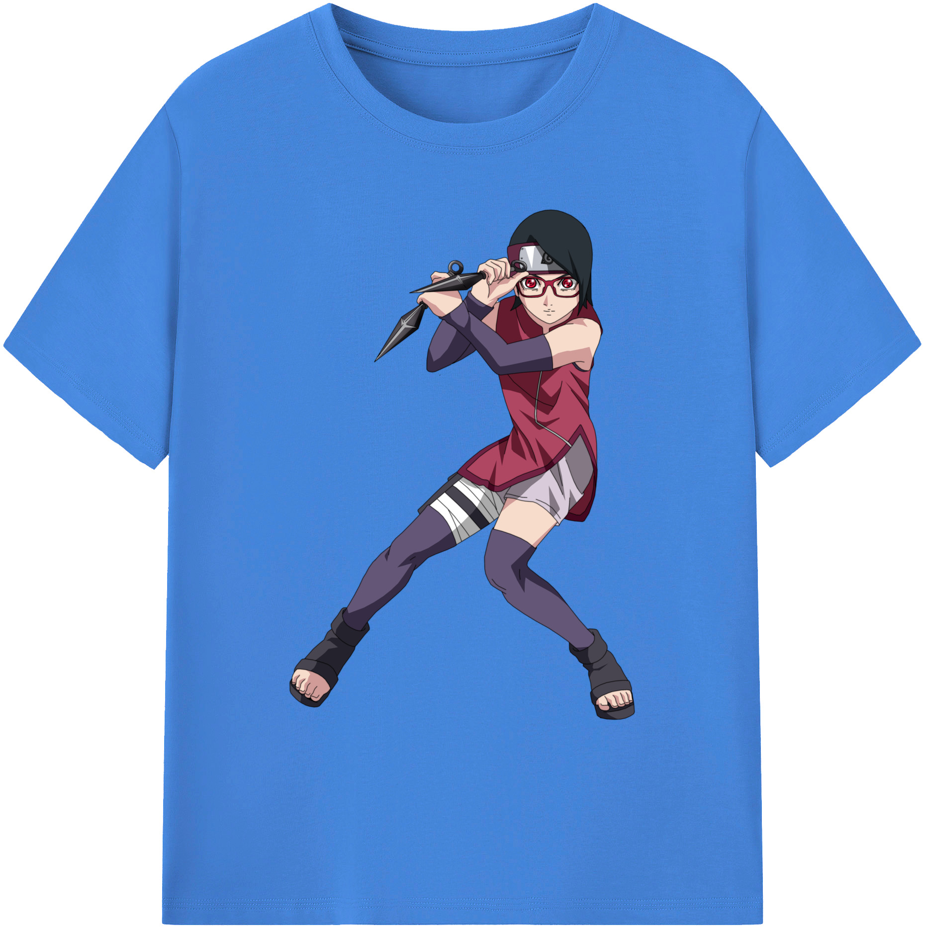 （画像用） NARUTO -ナルト- うちは サラダ Uchiha Sarada 綿100％ メンズ半袖Tシャツ｜肌触りやわらか＆通気性