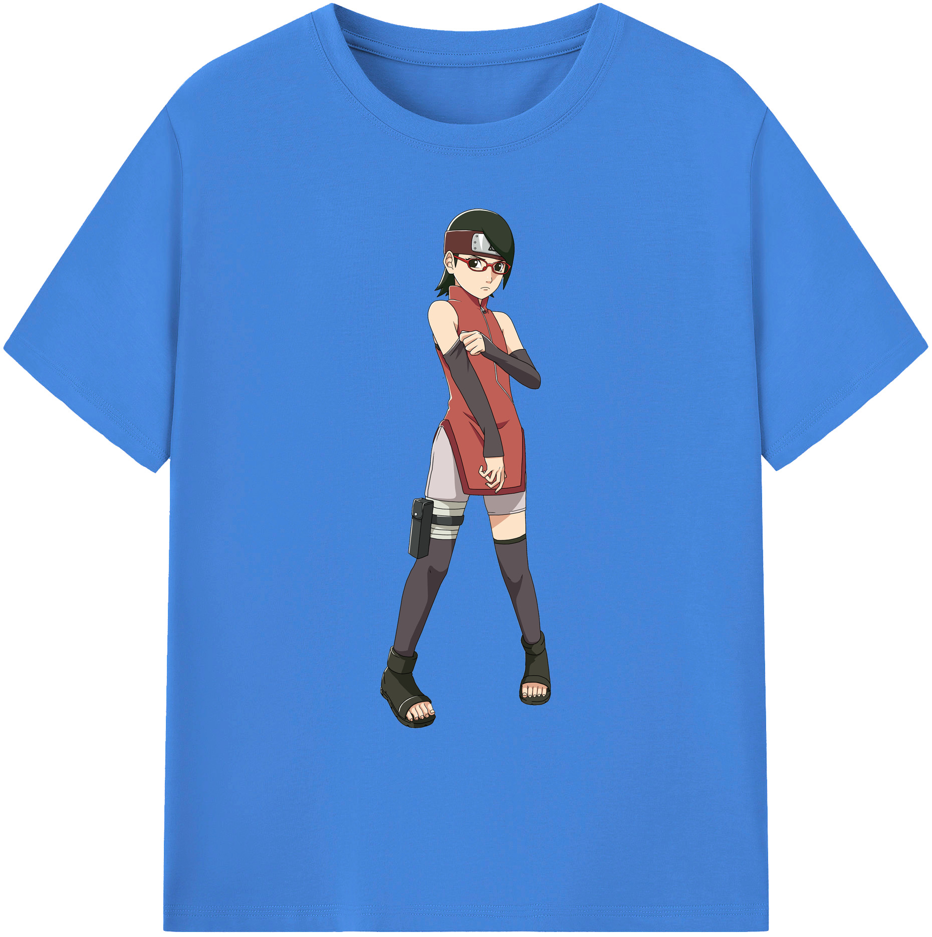 （画像用） NARUTO -ナルト- うちは サラダ Uchiha Sarada 綿100％ メンズ半袖Tシャツ｜肌触りやわらか＆通気性